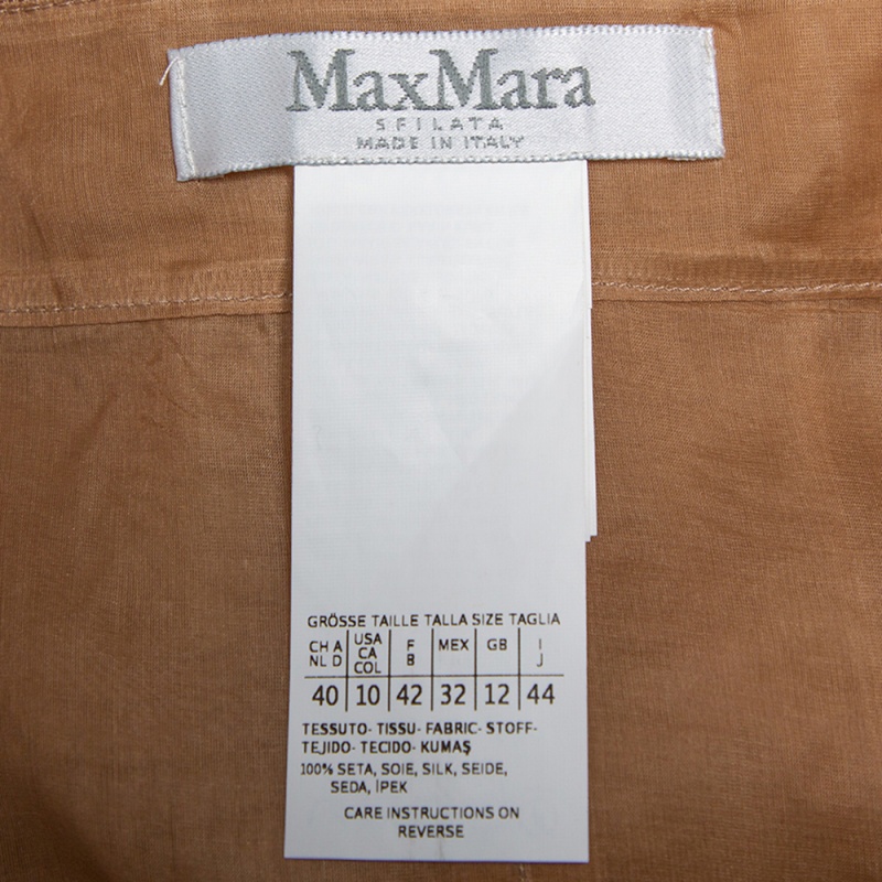 Max Mara Beige Silk Sheer Pencil Skirt M