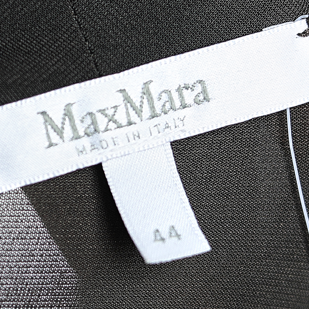 Max Mara Brown Jersey Draped Detail Midi Dress M