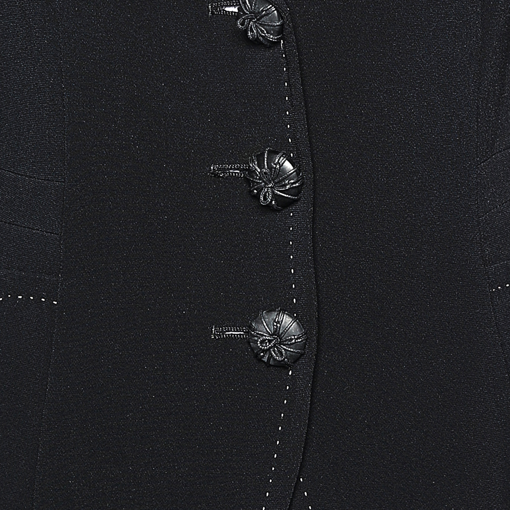 Max Mara Black Crepe Button Front Blazer S