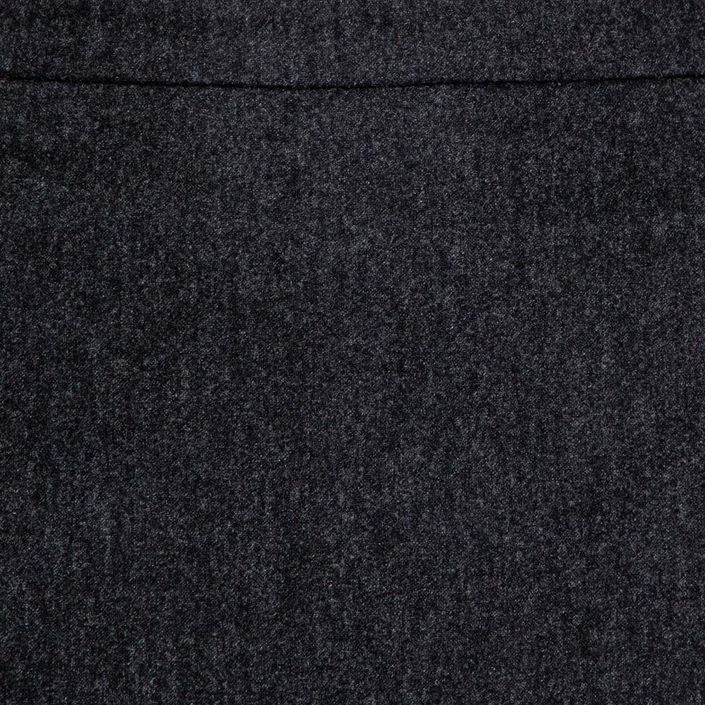 Max Mara Grey Wool Pleat Detailed Knee Length Skirt S