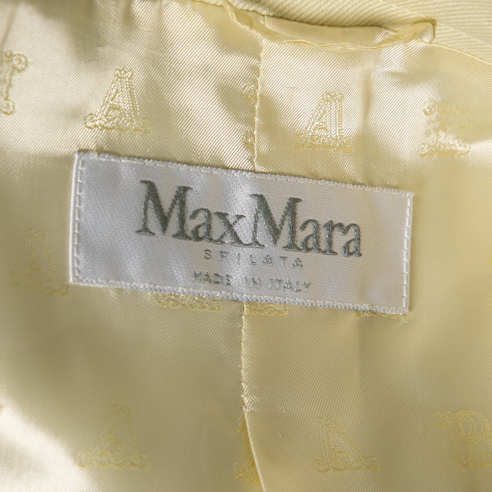 Max Mara Yellow Cotton Twill Button Front Blazer M