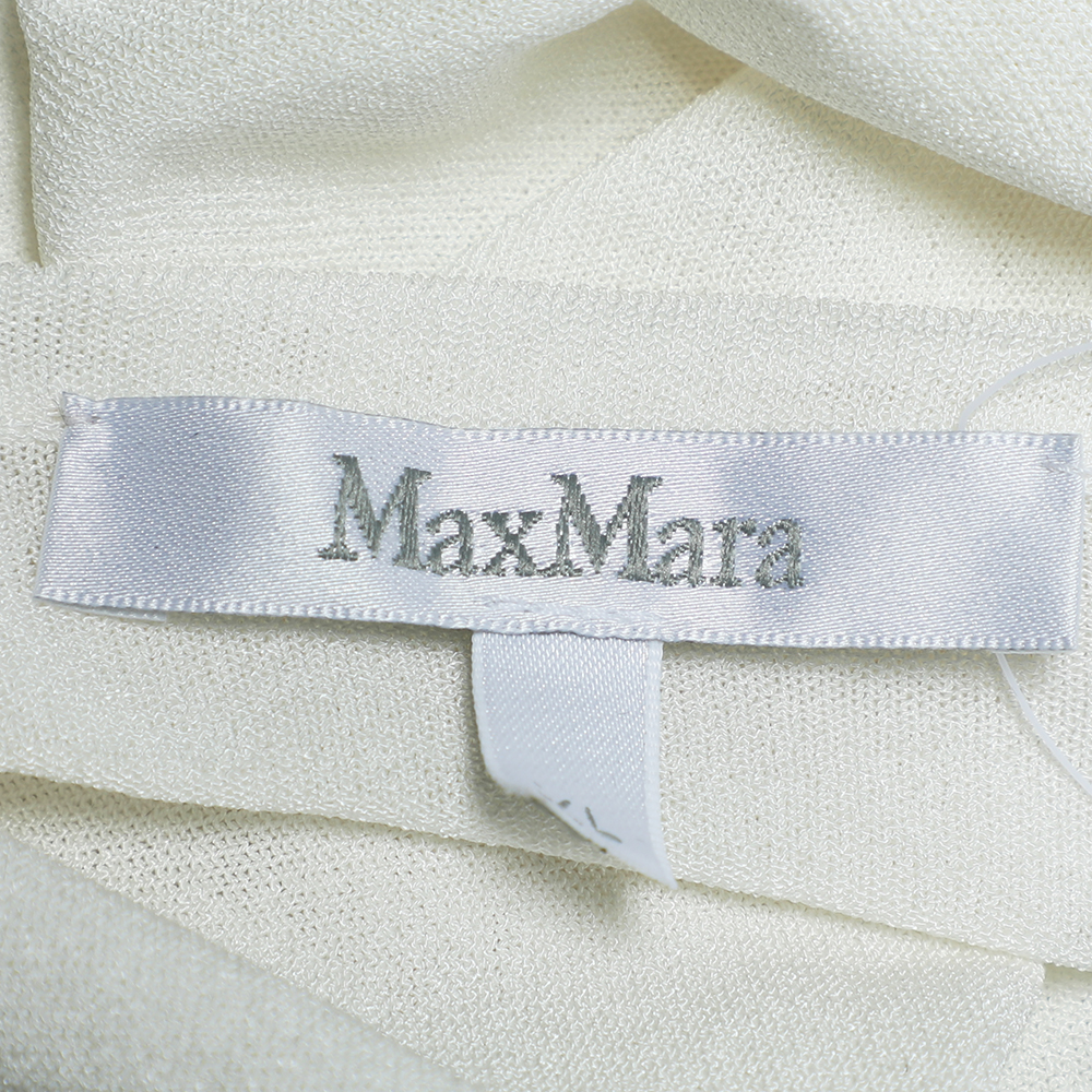 Max Mara White Knit Front Tie Detail Short Shrug XL