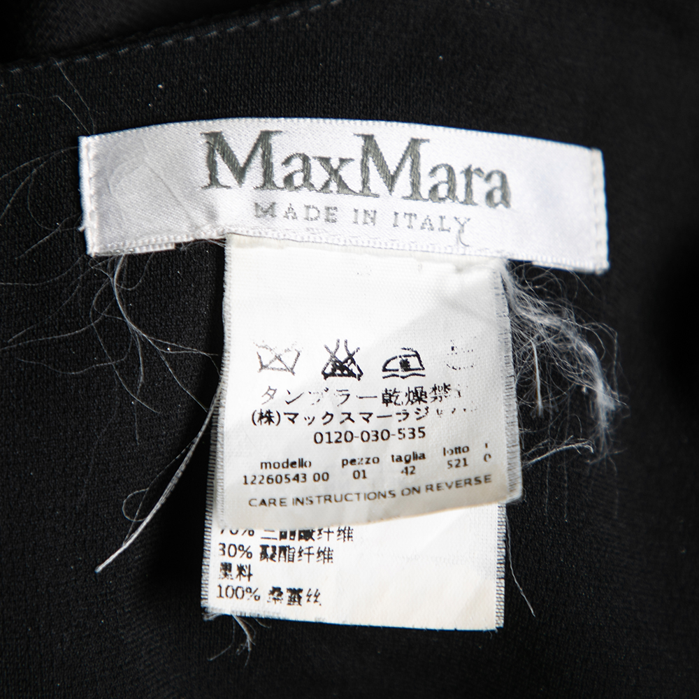Max Mara Black Crepe Overlay Detail Shift Dress M