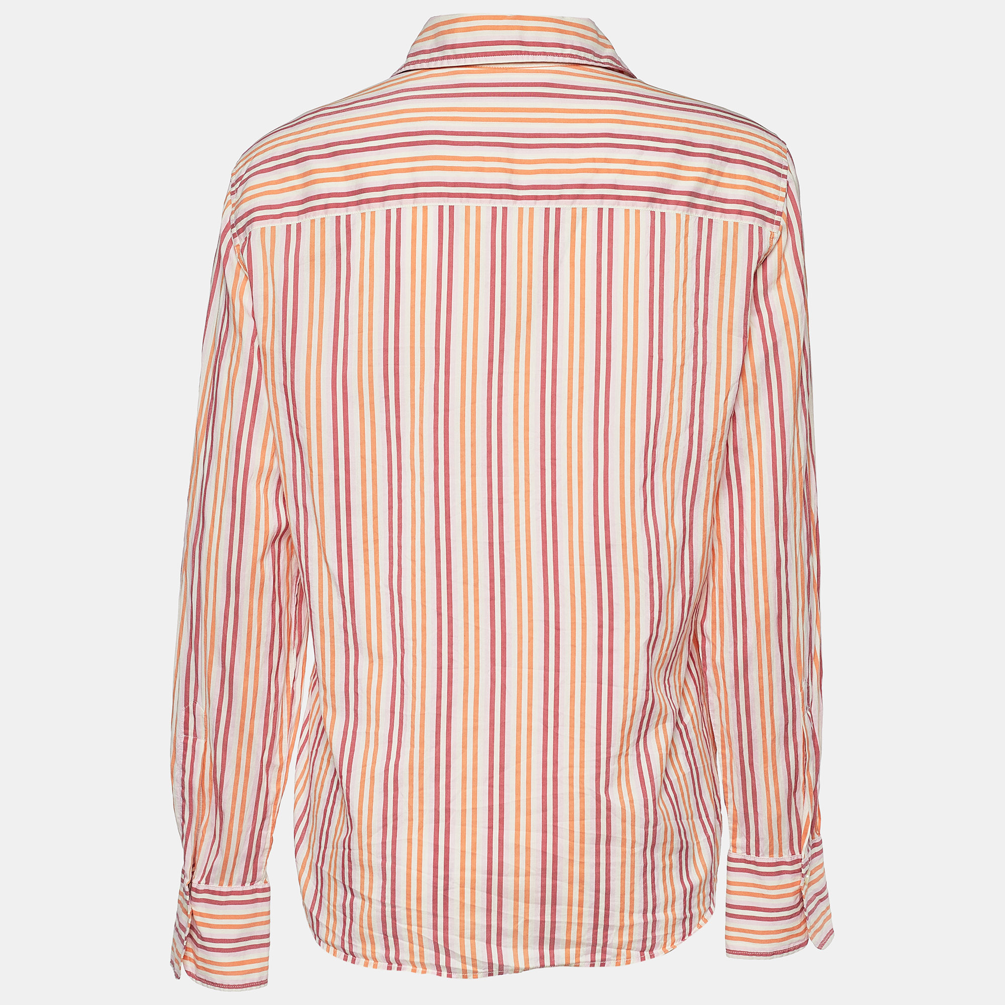 Max Mara Multicolor Striped Cotton & Silk Button Front Shirt M