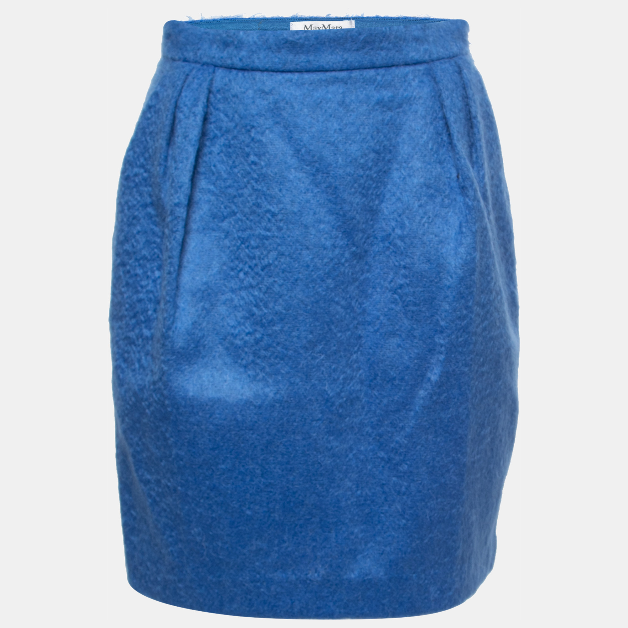 Max Mara Blue Mohair Wool Pencil Skirt M
