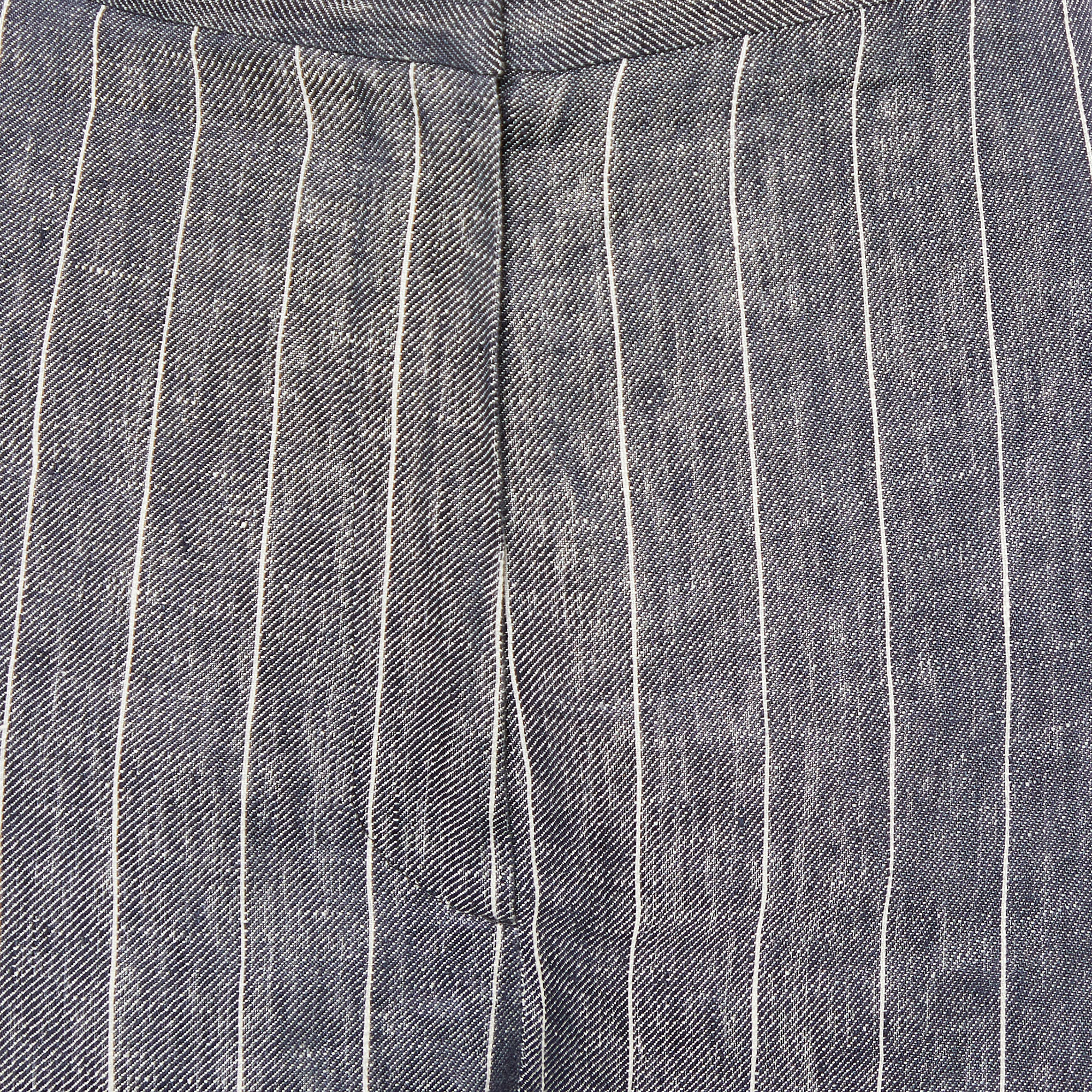 Max Mara Blue Striped Linen Wide Leg Trousers S