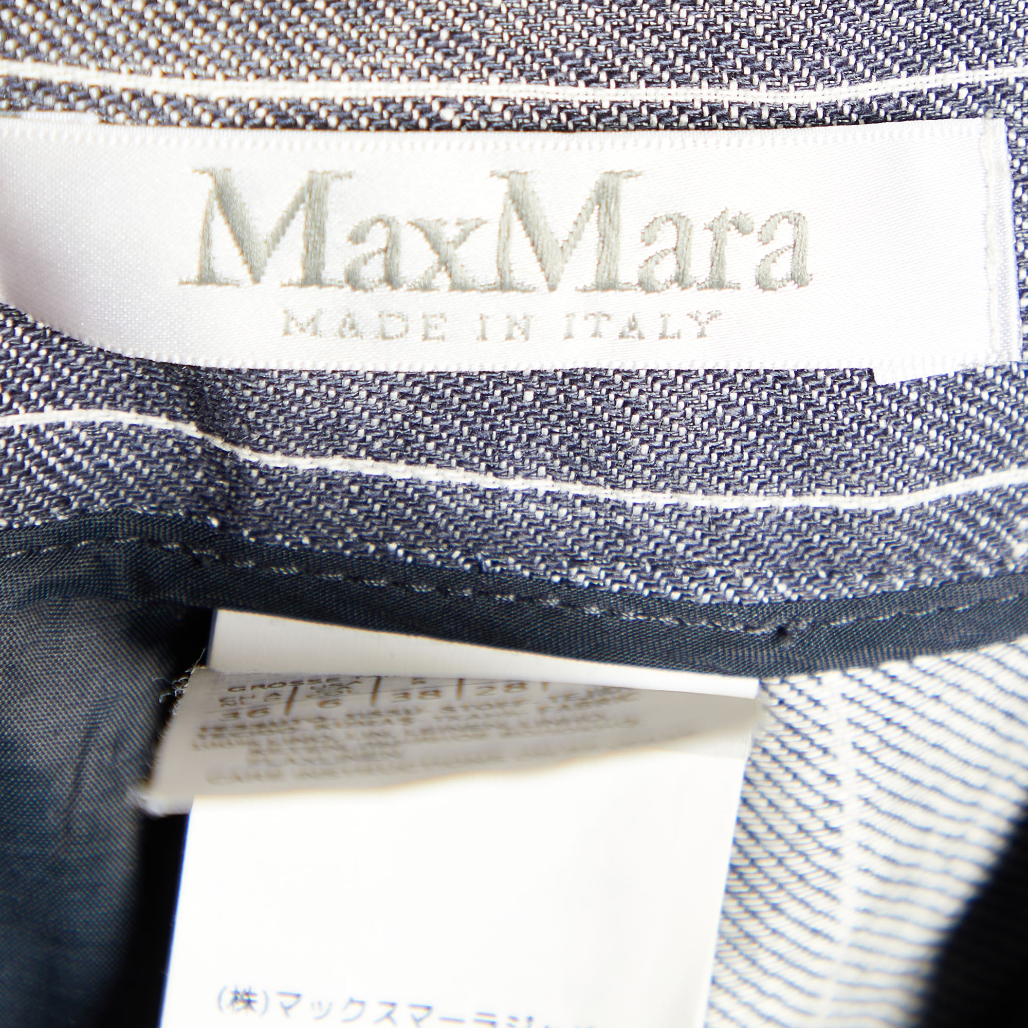 Max Mara Blue Striped Linen Wide Leg Trousers S