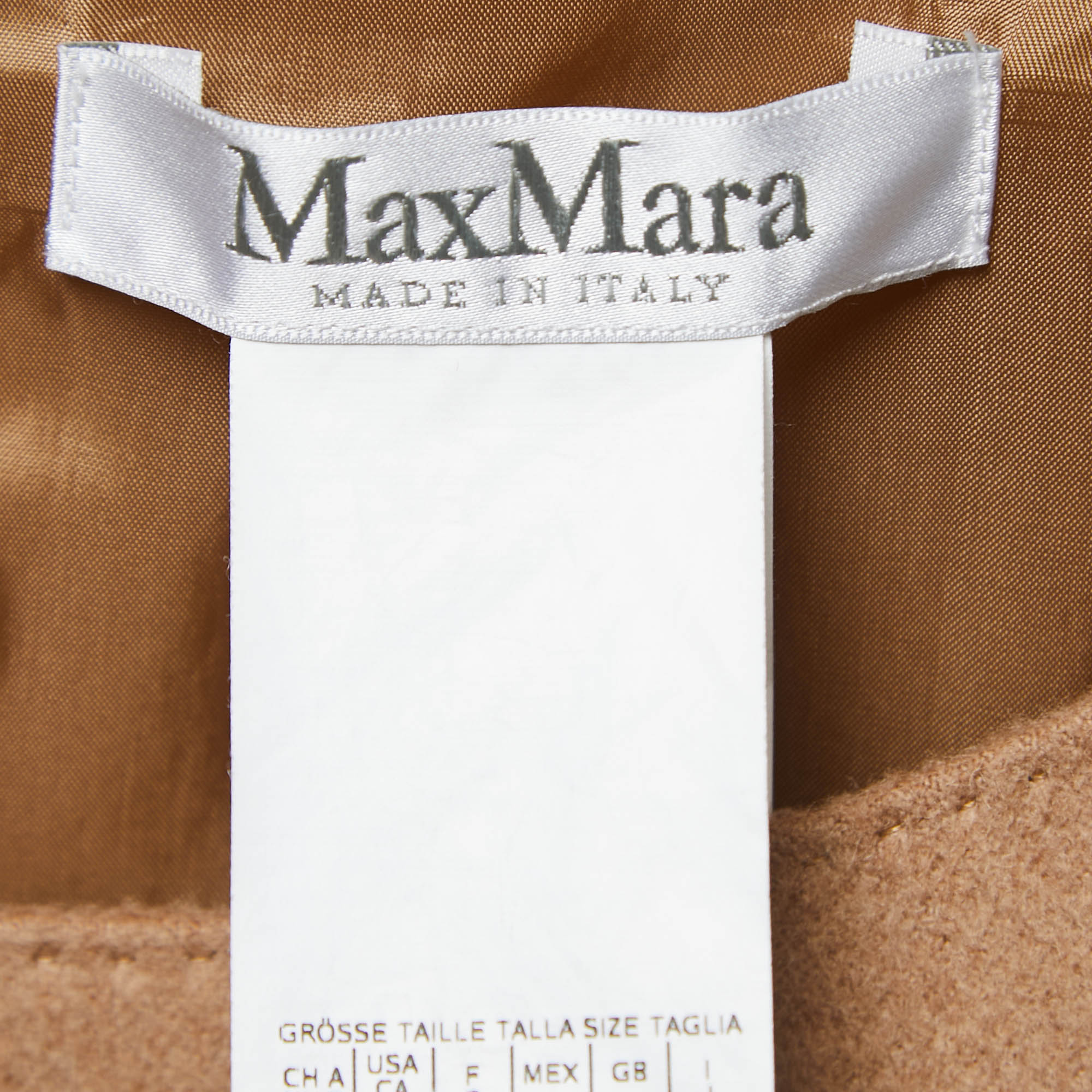 Max Mara Brown Camel Hair Long Sleeve Shift Dress M