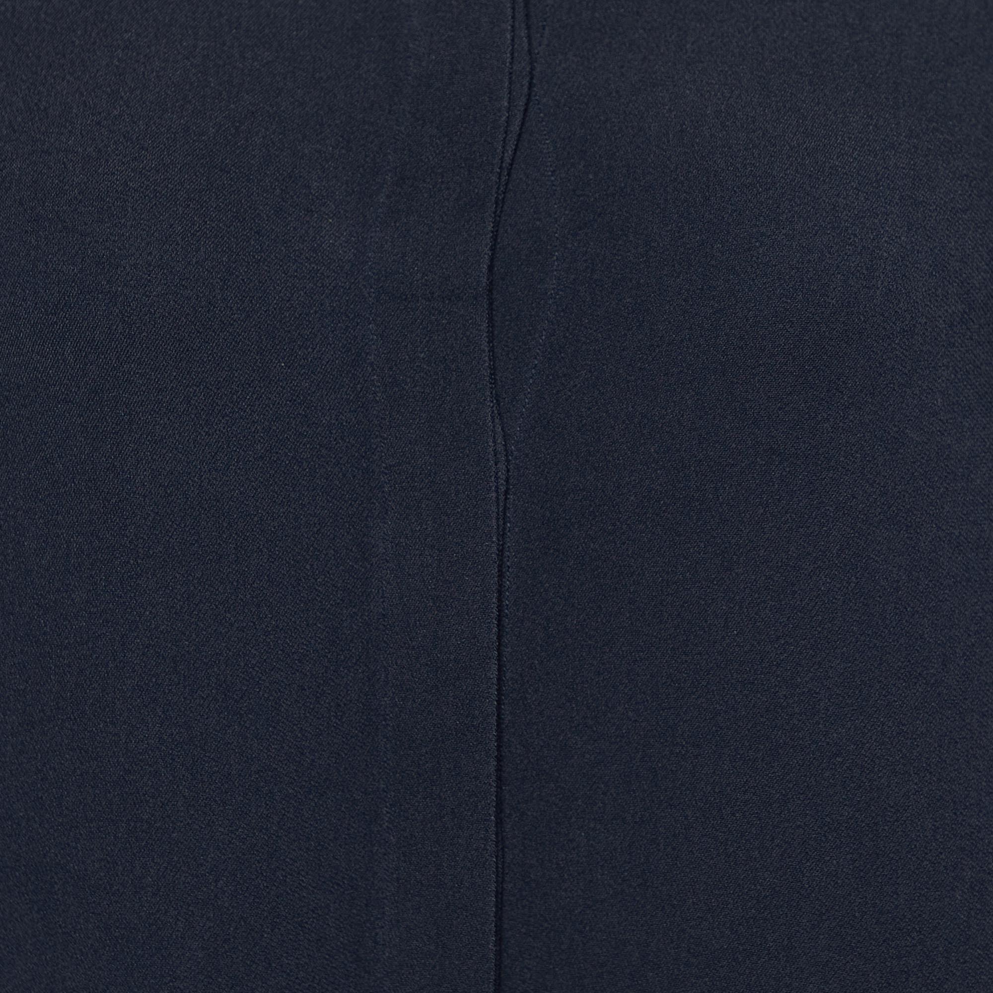 S'Max Mara Navy Blue Crepe Button Front Shirt Midi Dress M