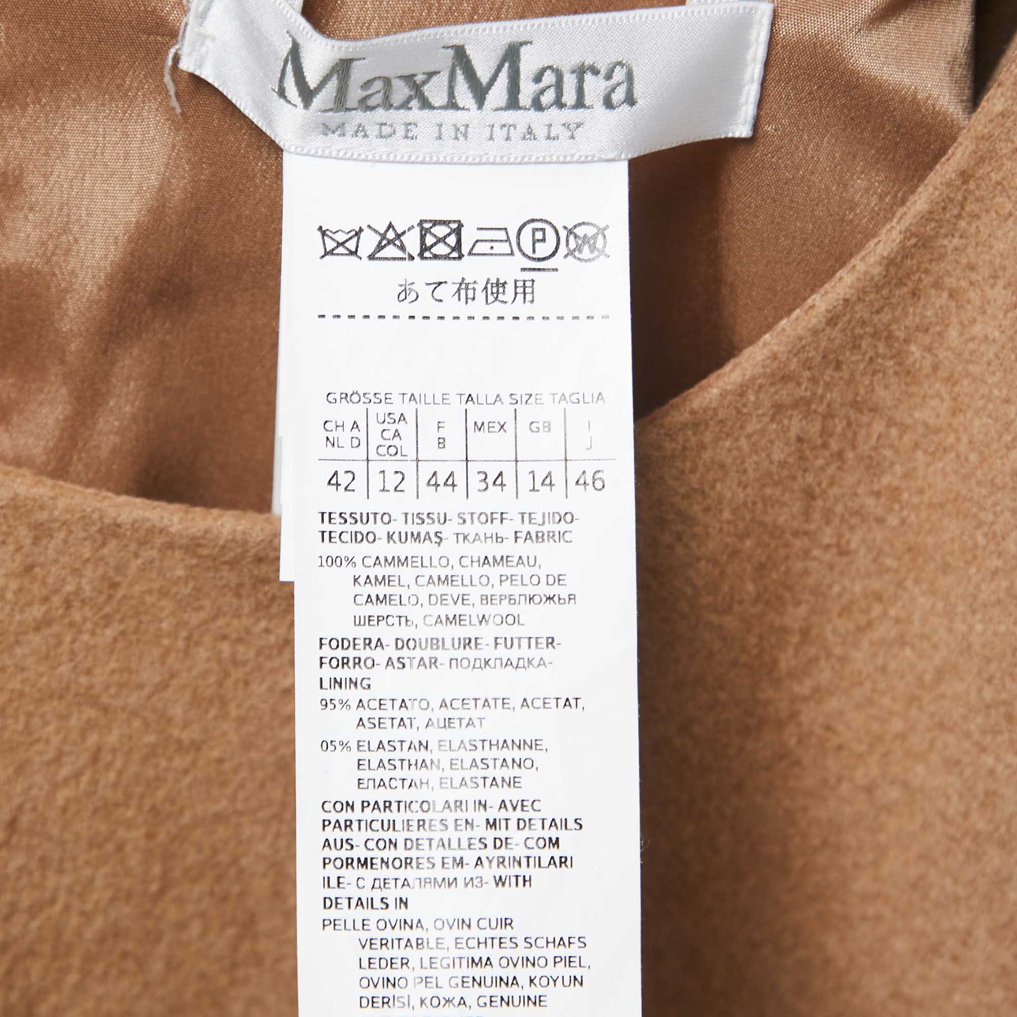 Max Mara Beige Wool Leather Trimmed Short Dress L