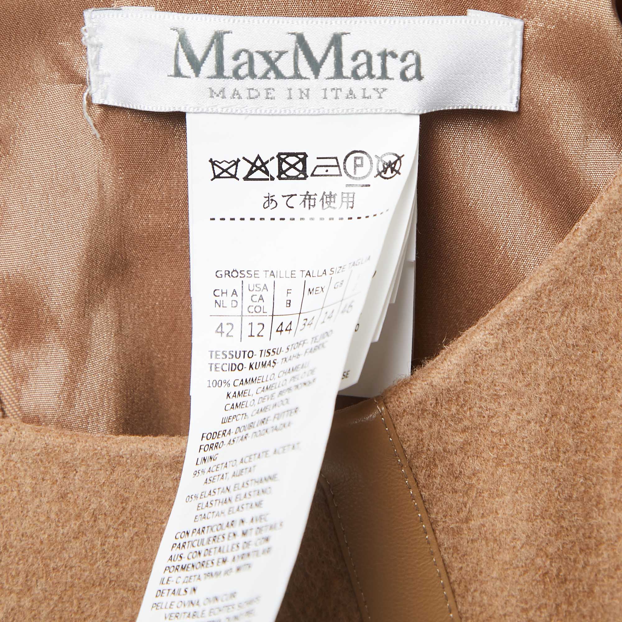 Max Mara Beige Wool Leather Trimmed Short Dress L