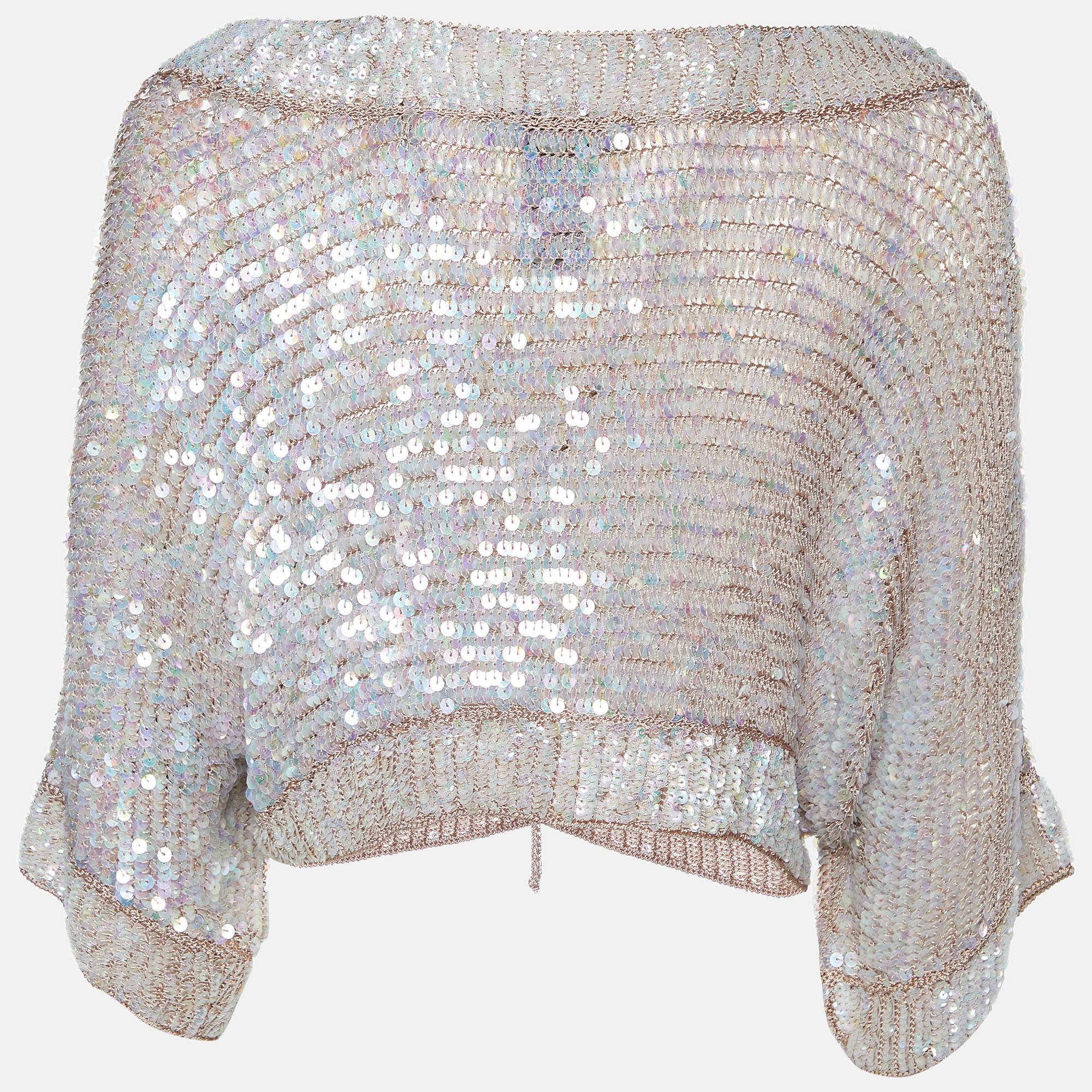

Max Mara Brown Sequined Knit Cropped Cardigan, Beige