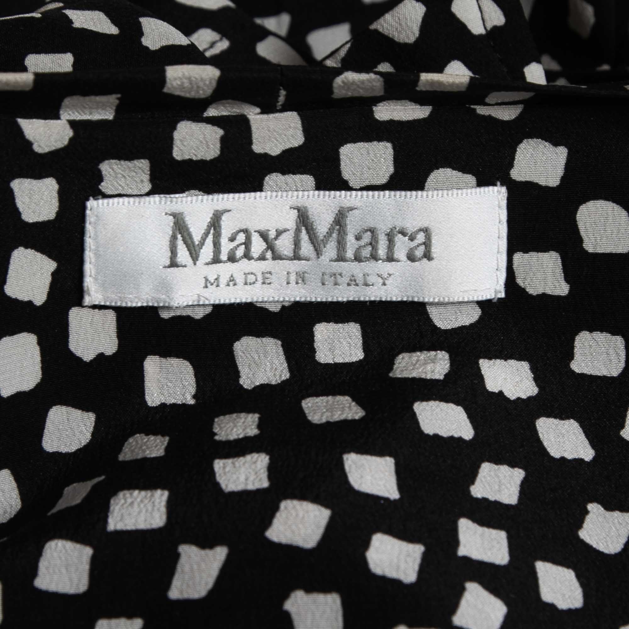 Max Mara Black Printed Silk Top S
