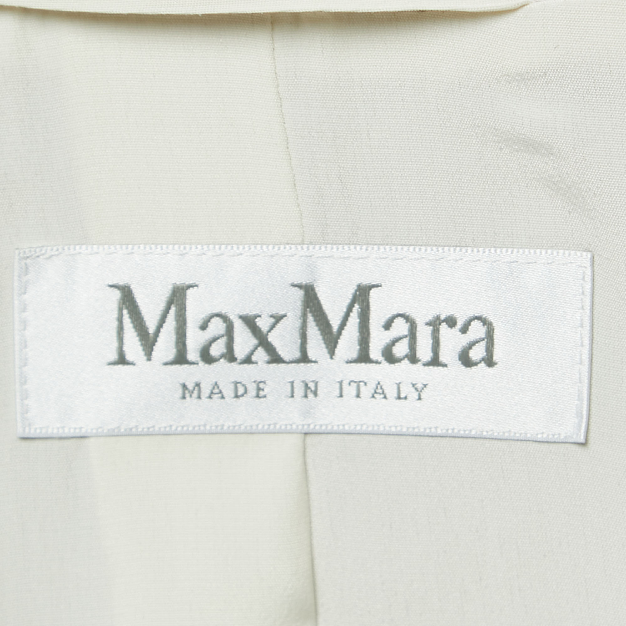 Max Mara White Jacquard Sleeveless Belted Coat M