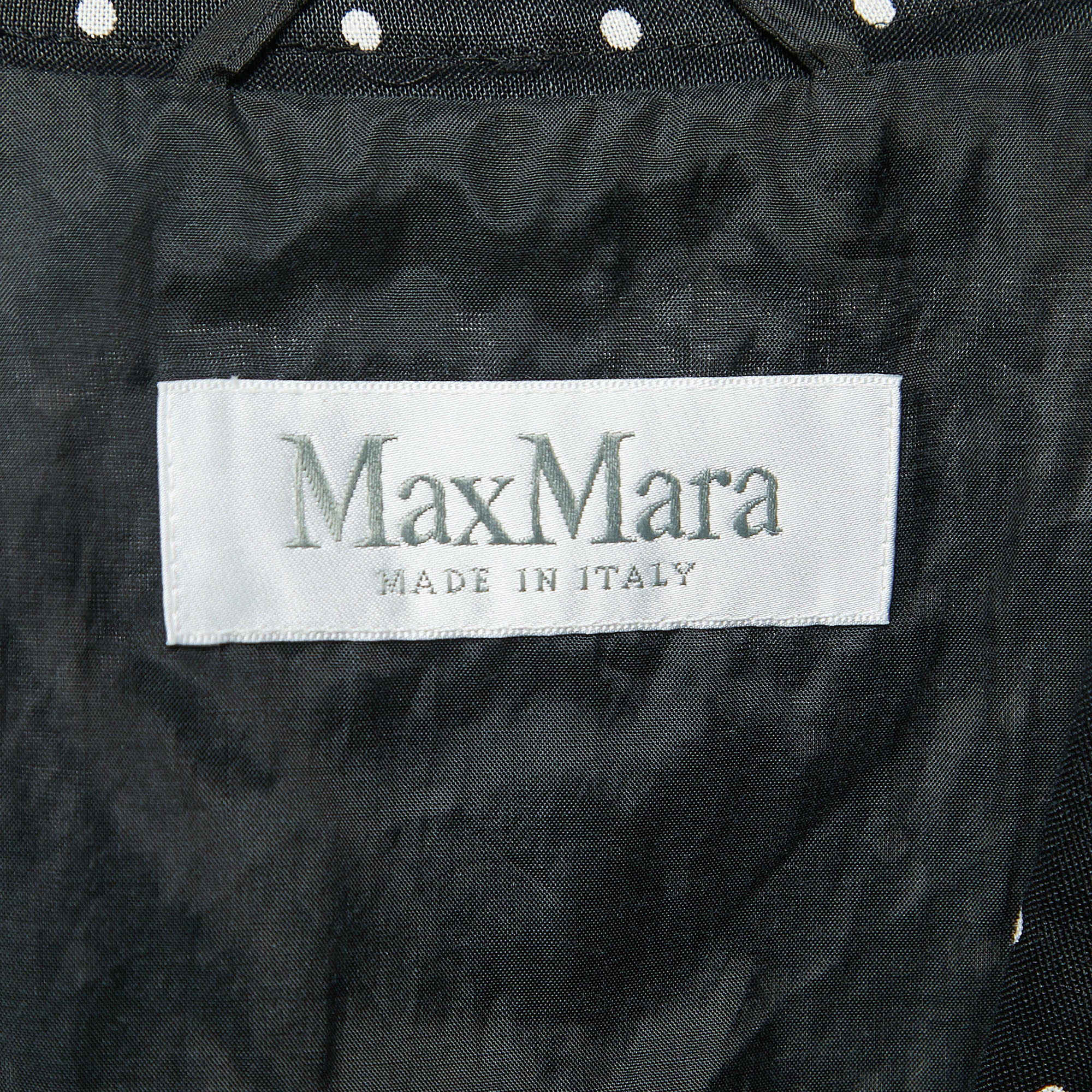 Max Mara Black Polka Dotted Ramie Single Breasted Blazer M