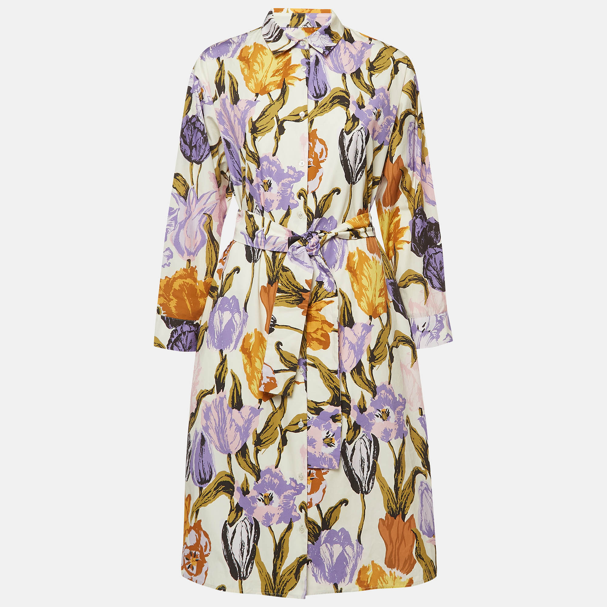 Weekend max mara multicolour floral print cotton shirt dress m