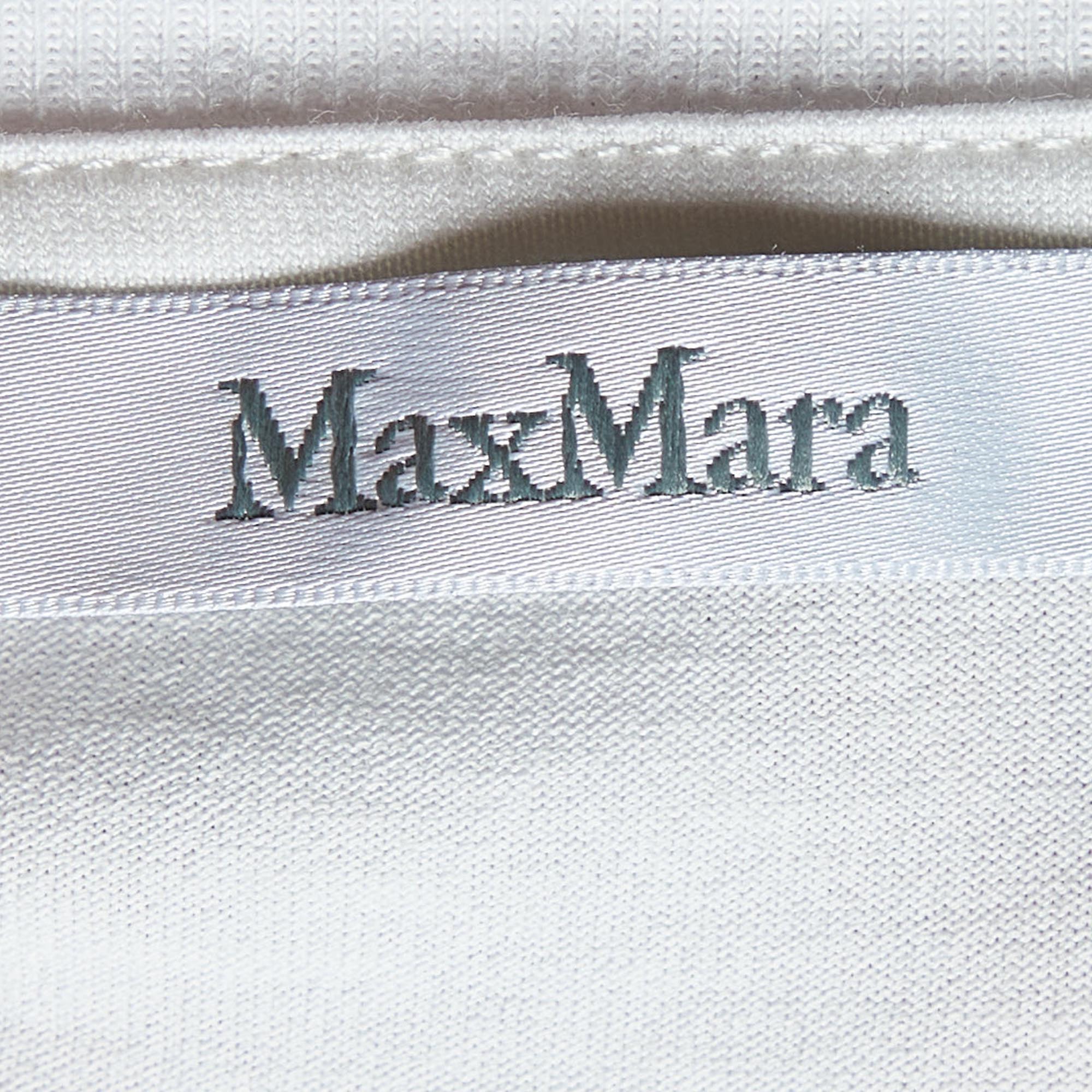 Max Mara White Logo Print Cotton Crew Neck T-Shirt S