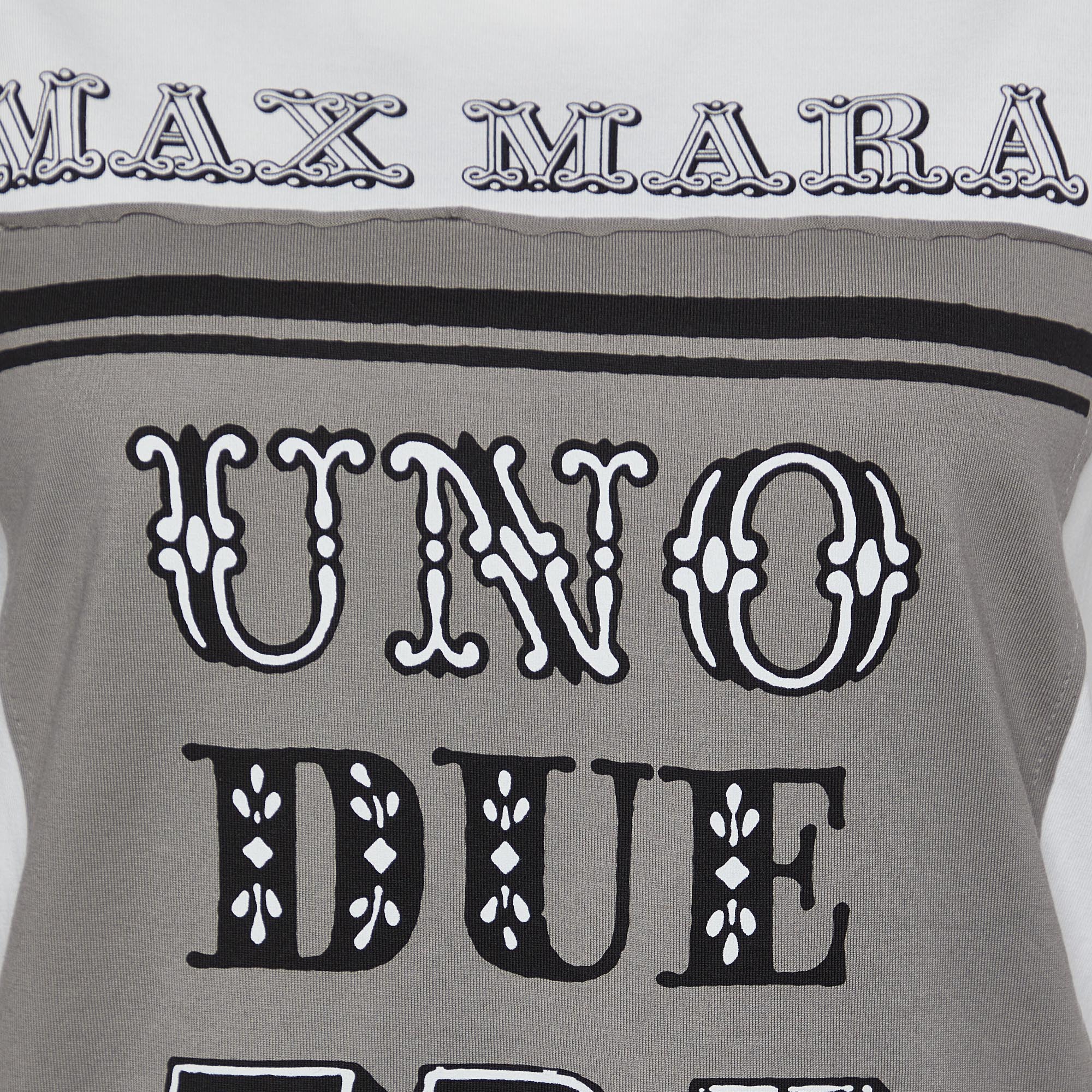 Max Mara White Logo Print Cotton Crew Neck T-Shirt S