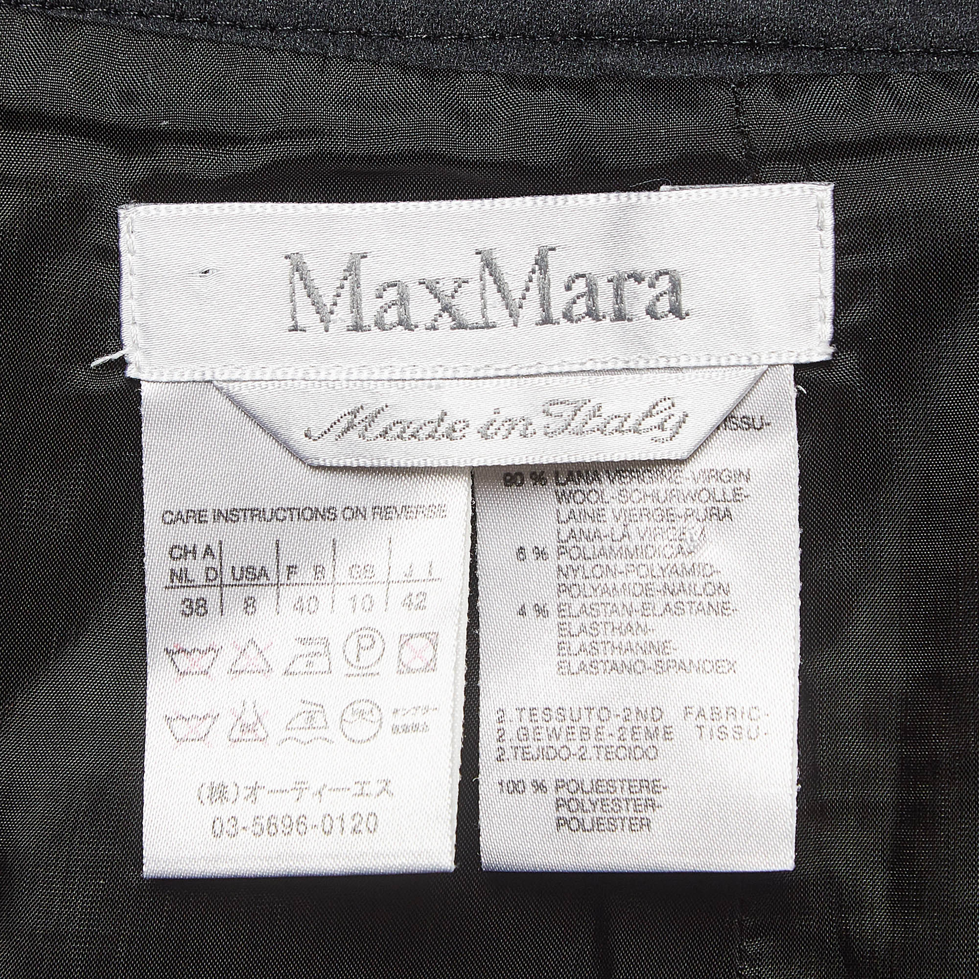 Max Mara Black Printed Wool Blend Pencil Skirt M