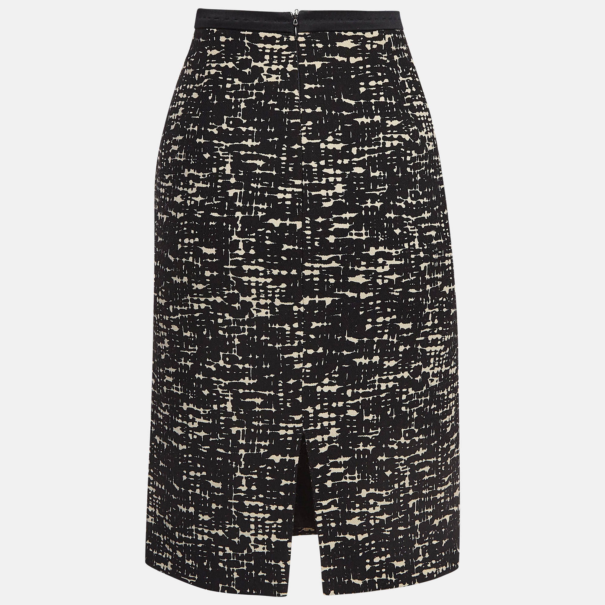 Max Mara Black Printed Wool Blend Pencil Skirt M