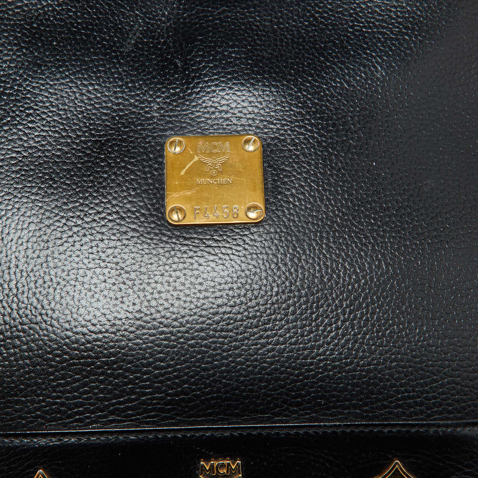 MCM Black Leather Zip Shoulder Bag