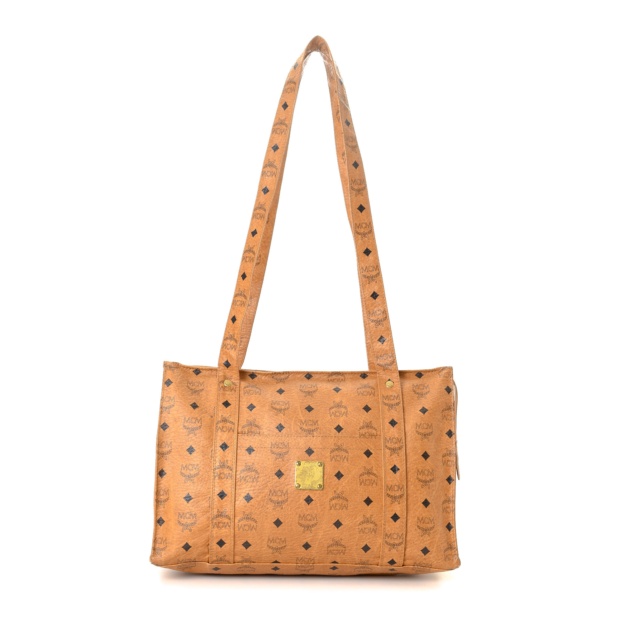 Image of MCM Cognac Canvas Visetos Tote Bag