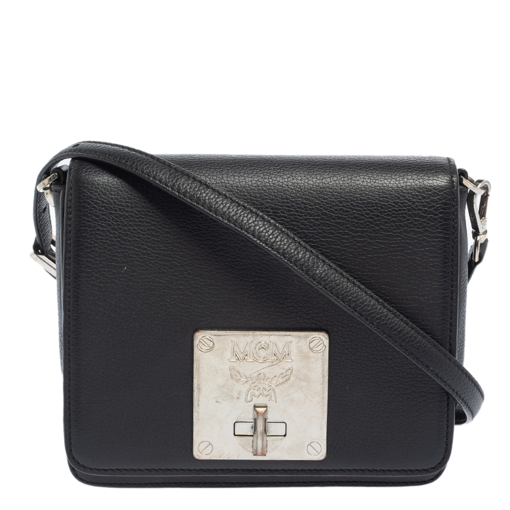 MCM Black Leather Mona Crossbody Bag