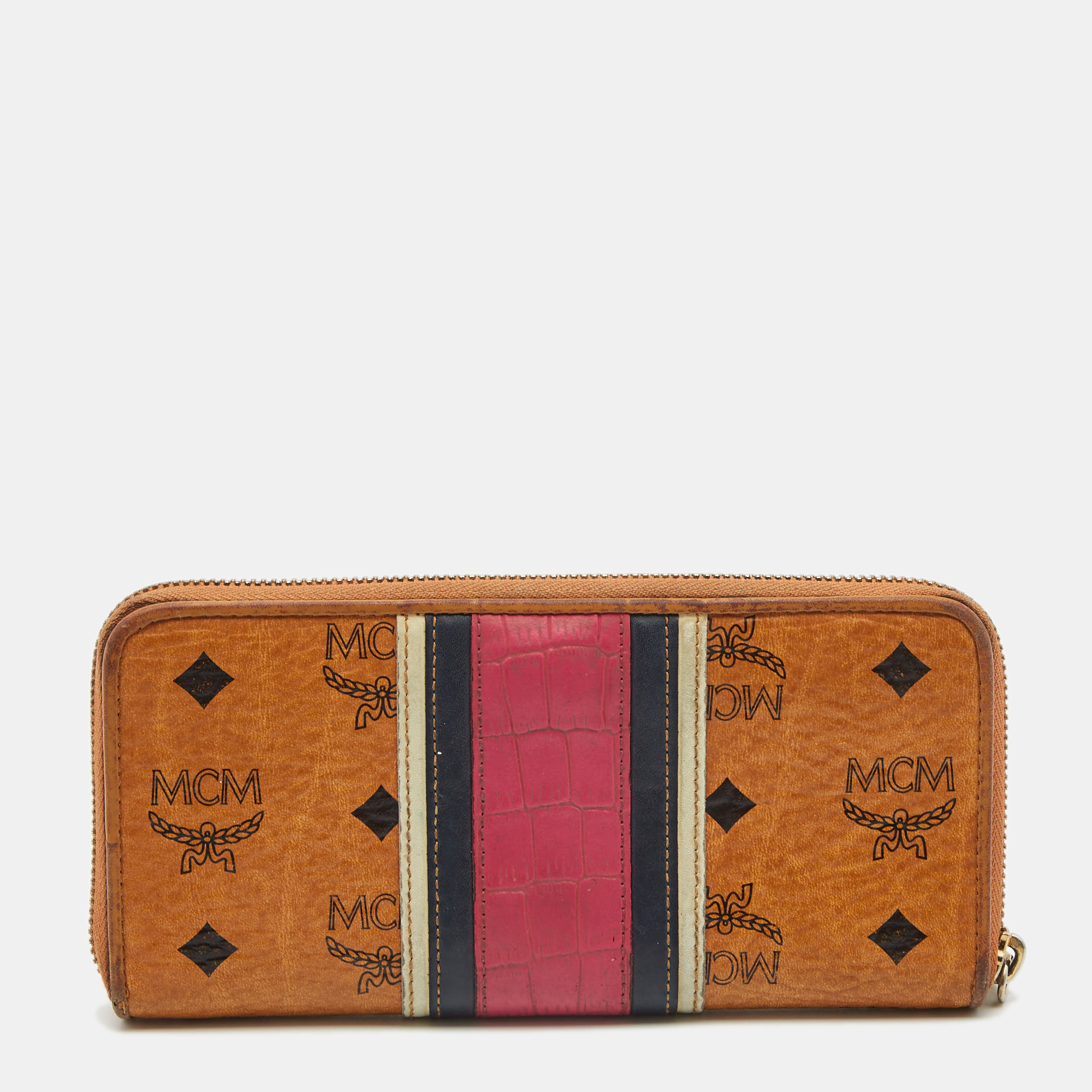 MCM Multicolor Visetos Coated Canvas And Leather Zip Around Wallet