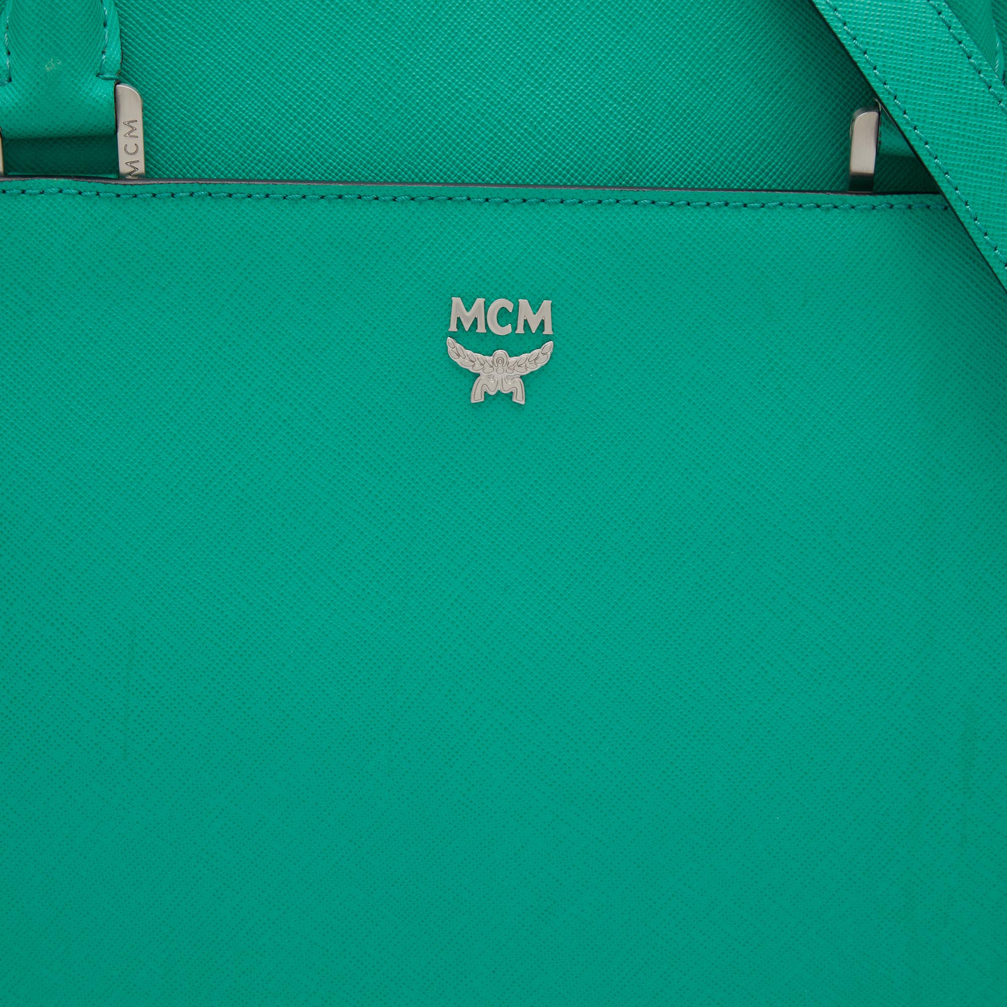 MCM Green Leather Convertible Tote
