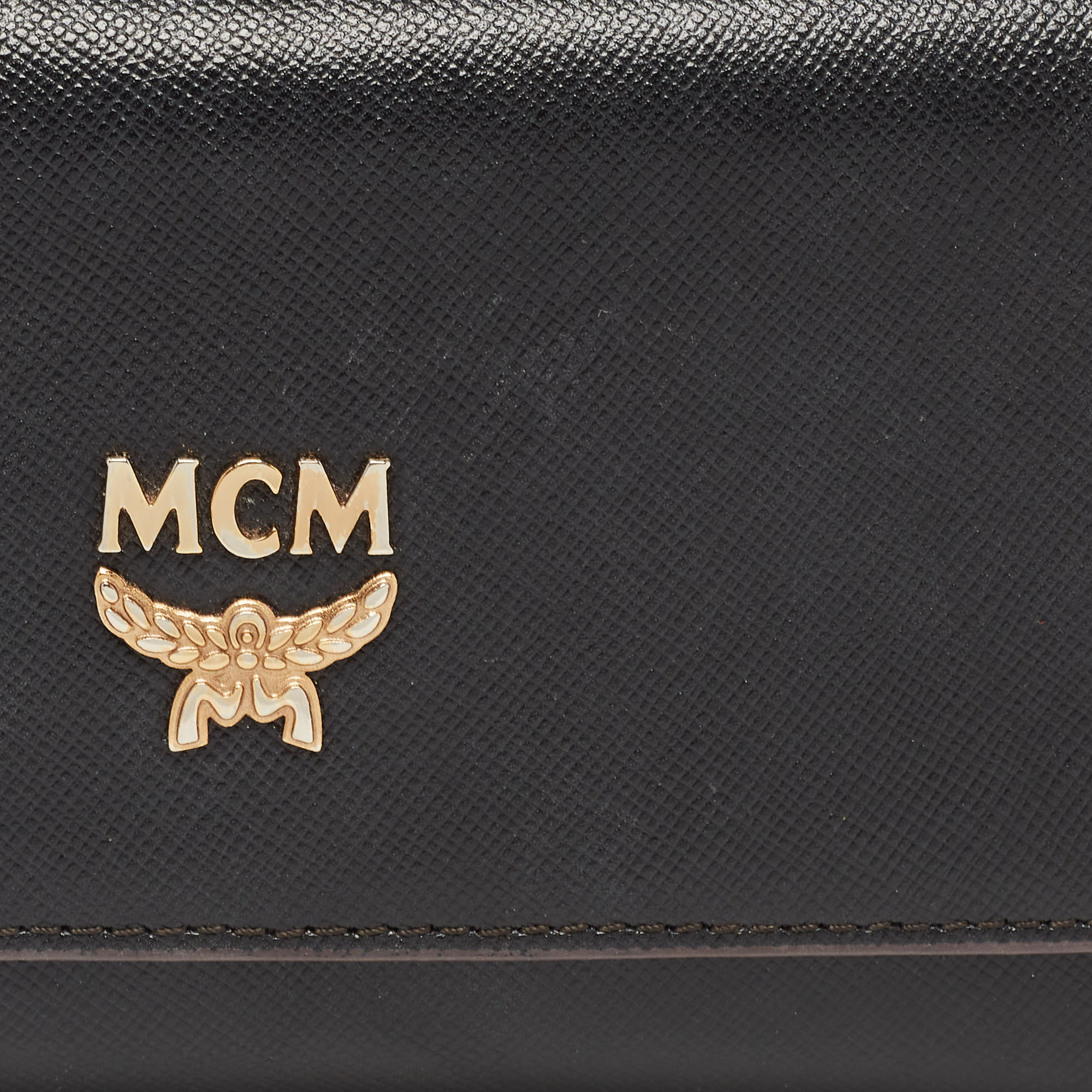 MCM Black Leather Milla Long Trifold Continental Wallet