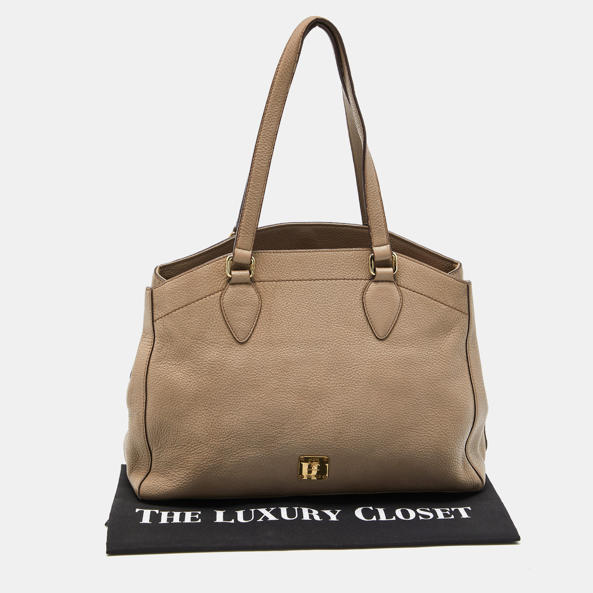 MCM Taupe Leather Shoulder Bag