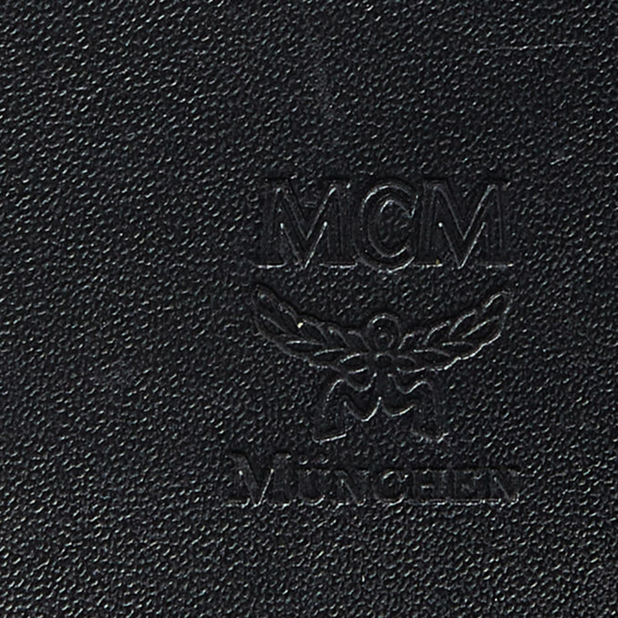 MCM Black Visetos Coated Canvas Embellished Continental Wallet