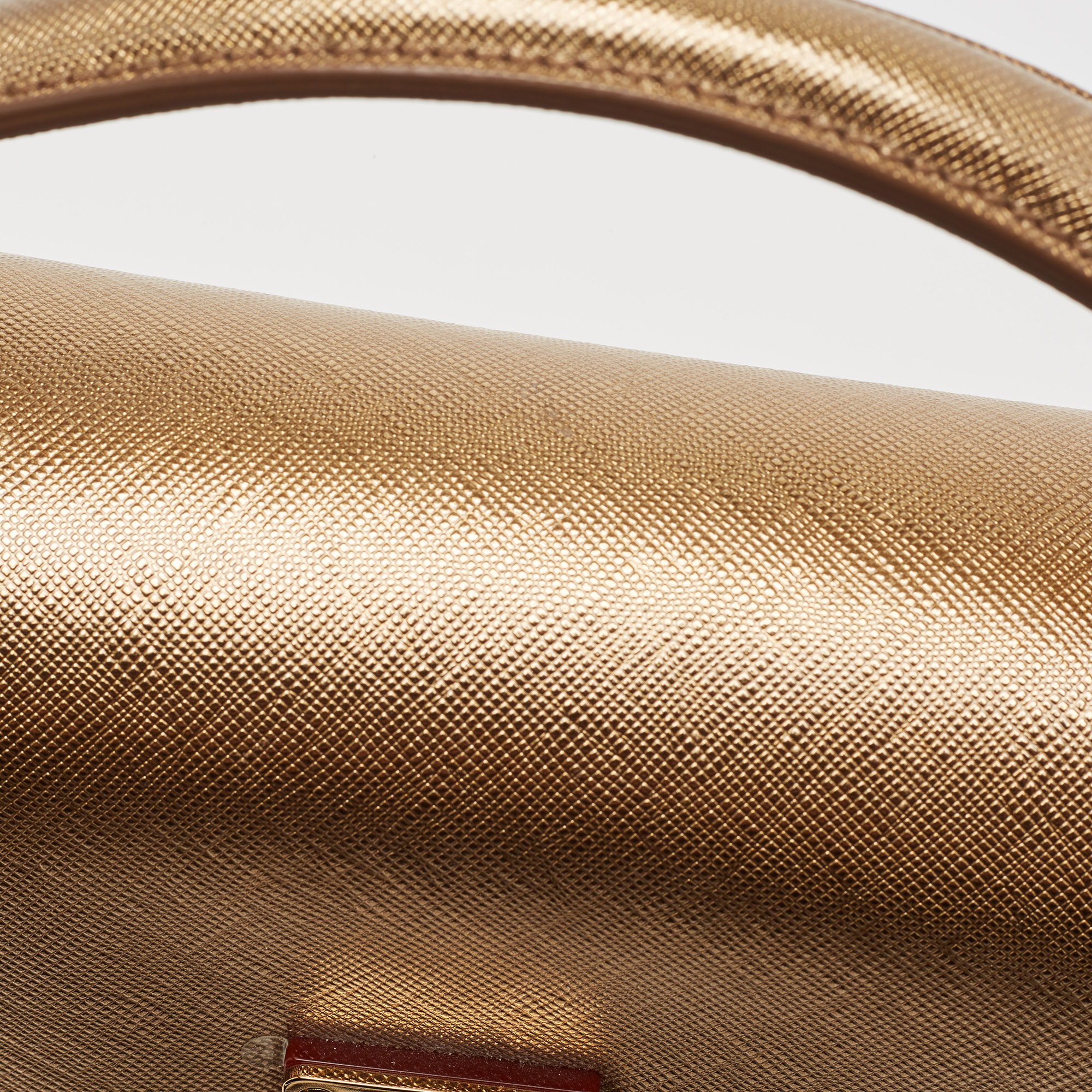 MCM Bronze Leather Turnlock Flap Top Handle Bag