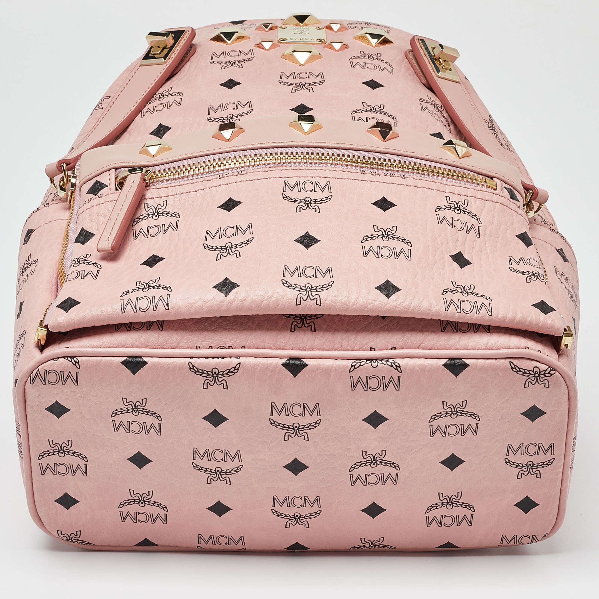 MCM Pink/Black Visetos Coated Canvas And Leather Dual Stark Backpack