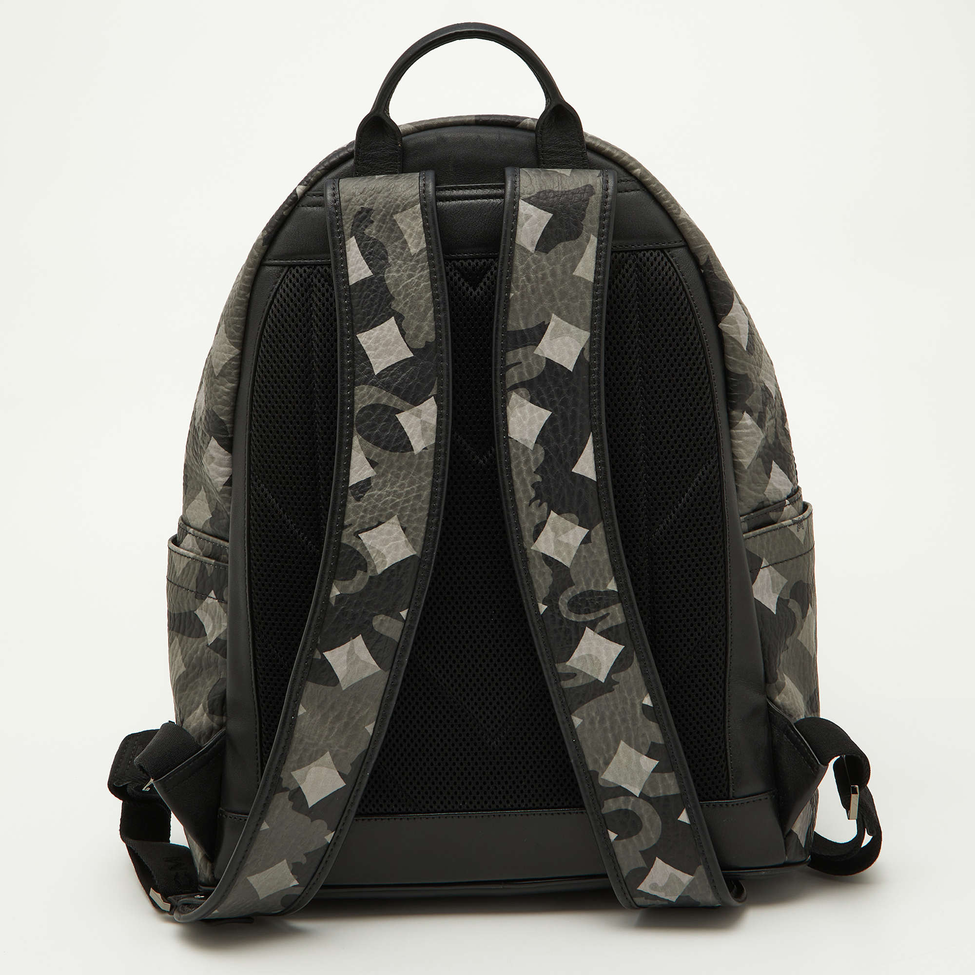 MCM Black/Grey Munich Lion Camo Print Coated Canvas And Leather Large Stark Backpack