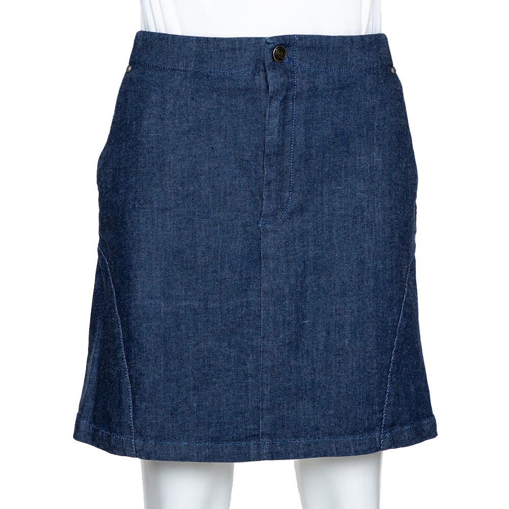 Image of McQ by Alexander McQueen Indigo Denim Zip Detail A Line Mini Skirt S
