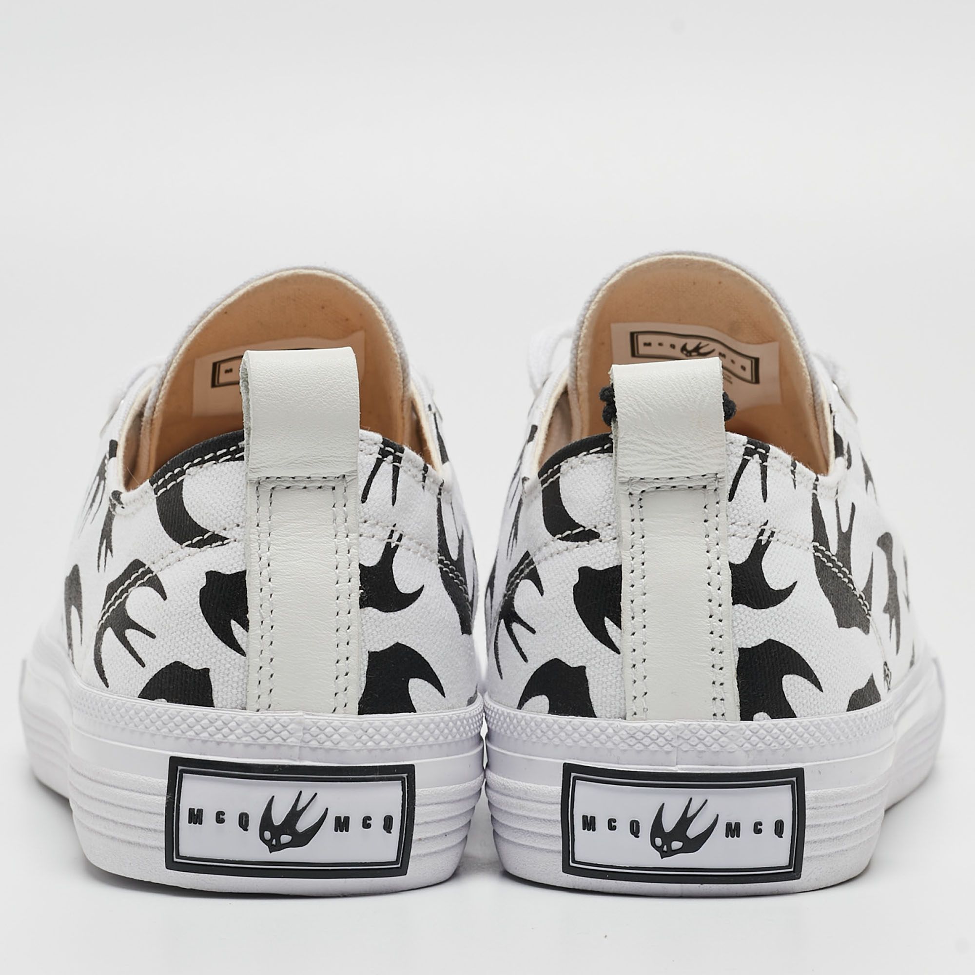 McQ By Alexander McQueen White/Black Canvas Shallow Swarm Sneakers Size 40