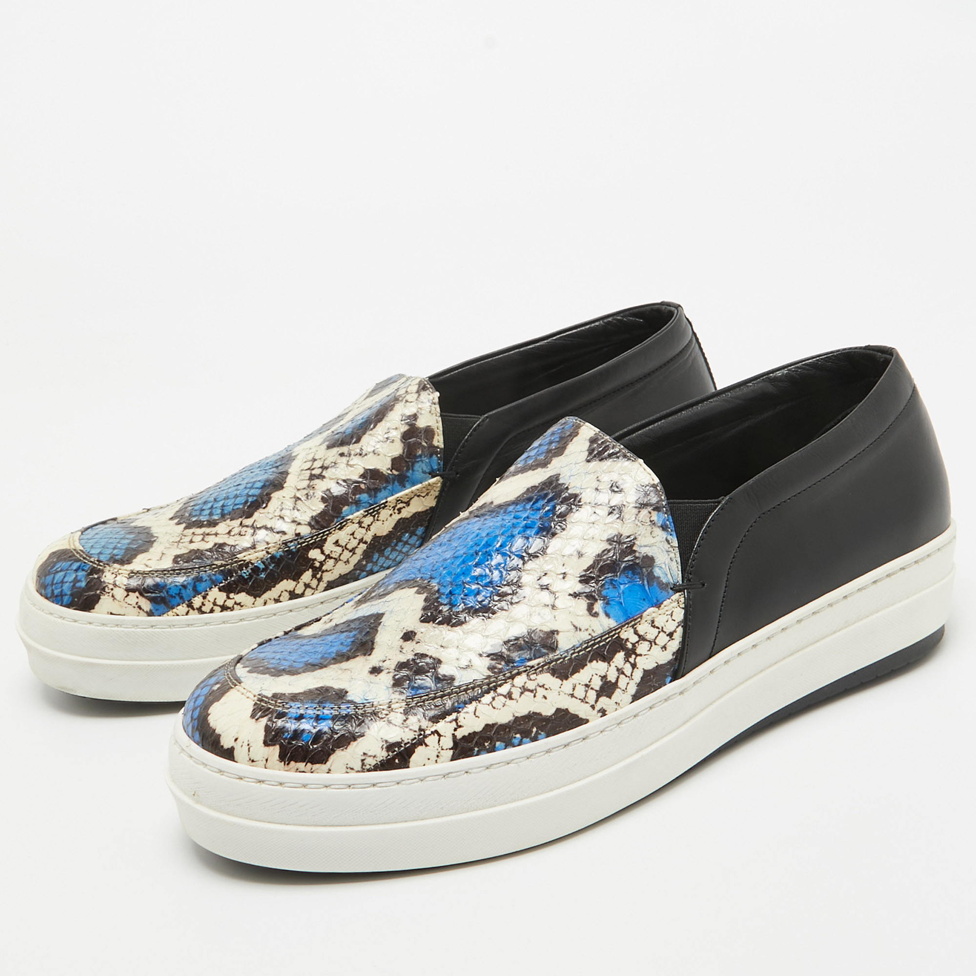 McQ By Alexander McQueen Tricolor Python Leather Slip On Sneakers Size 41