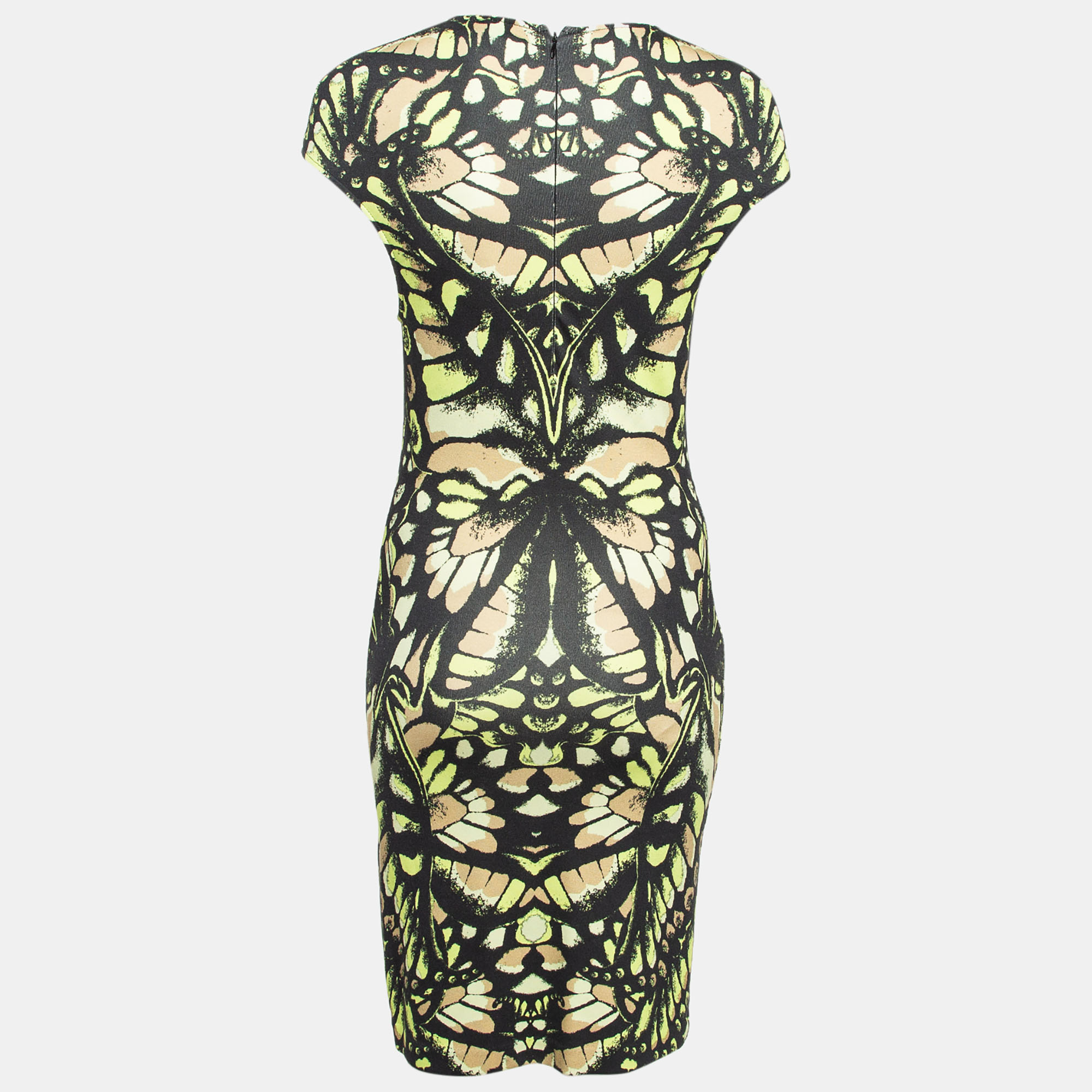 McQ By Alexander McQueen Black Printed Jersey Bodycon Dress L