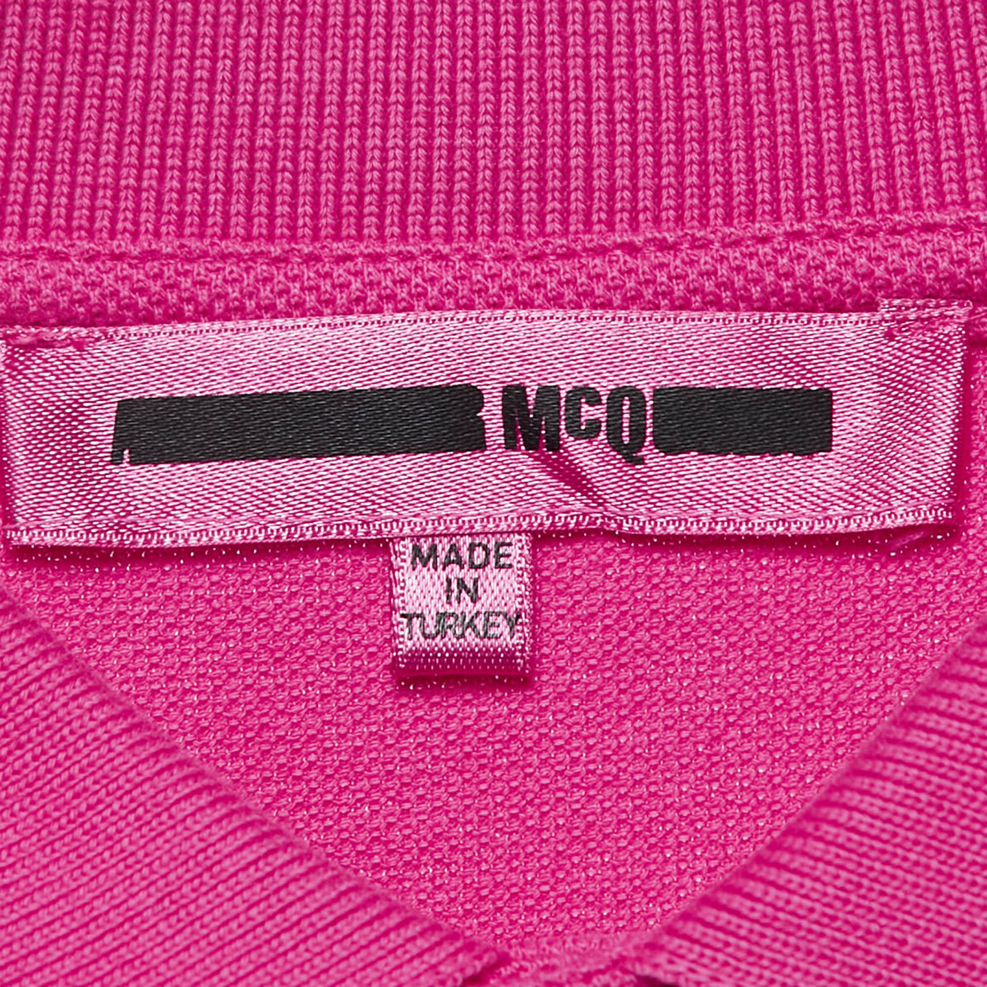 McQ By Alexander McQueen Pink Cotton Pique Polo T-Shirt L