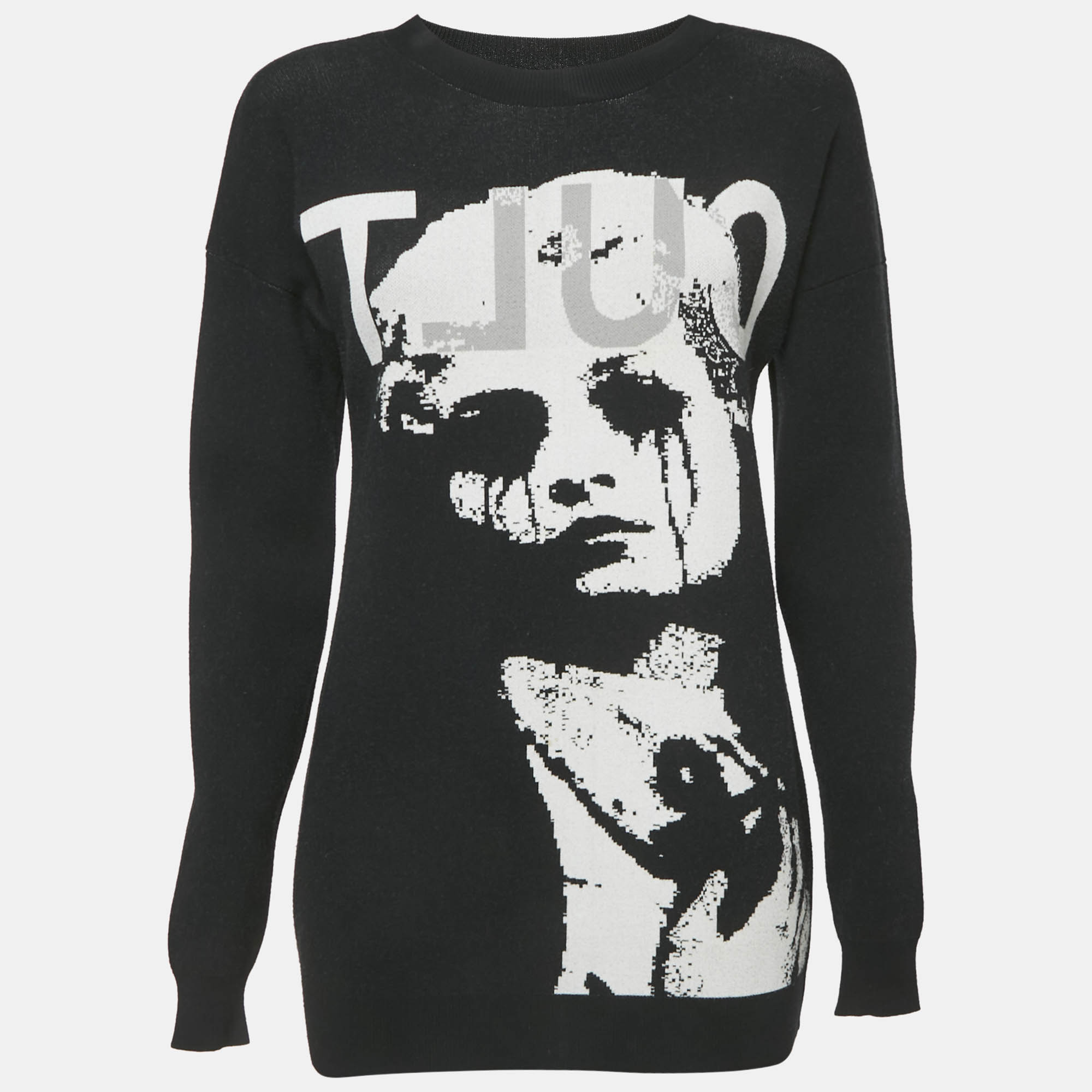 McQ by Alexander McQueen Black Face Intarsia Cotton Knit Sweatshirt M
McQ by Alexander McQueen Black Face Intarsia Cotton Knit Sweatshirt M