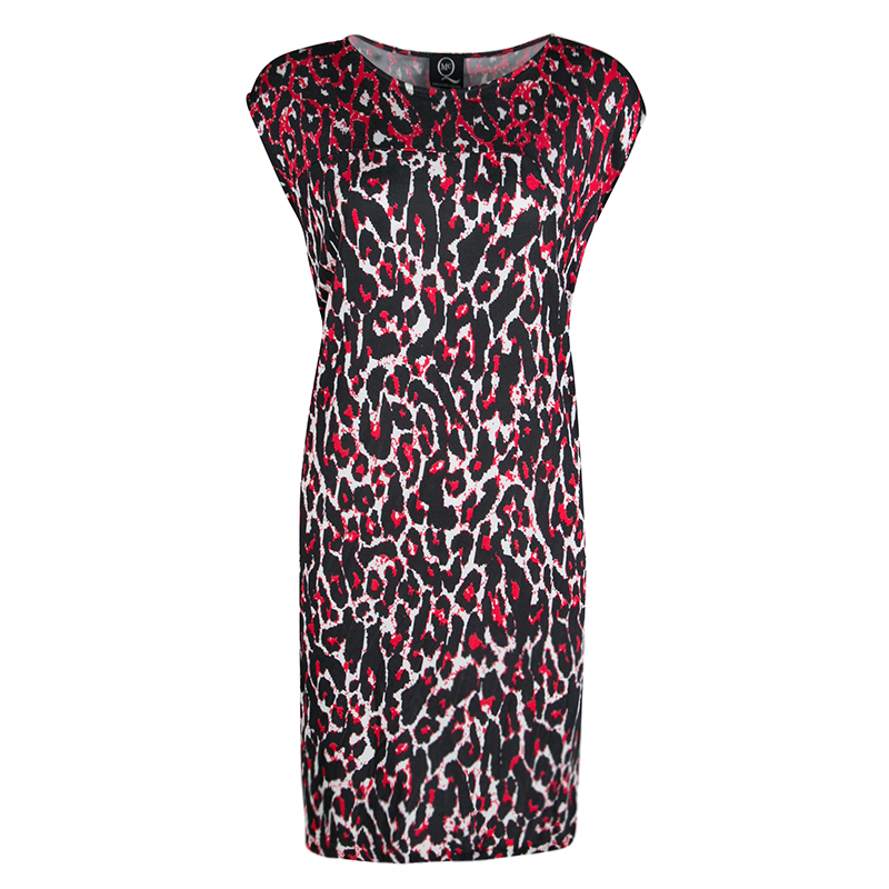 Image of McQ by Alexander McQueen Red and Black Leopard Print Sleeveless Dress XL