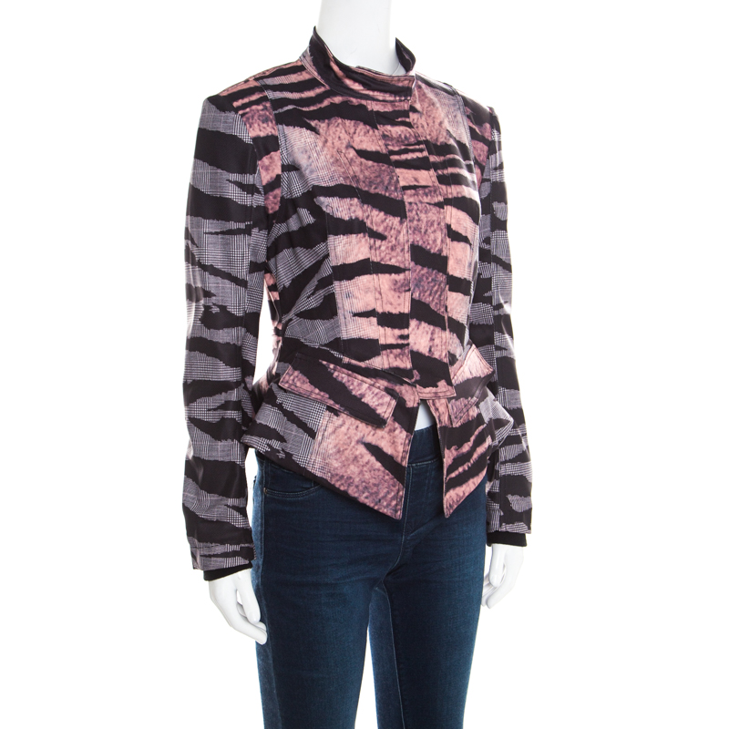 

McQ by Alexander McQueen Multicolor Houndstooth and Animal Printed Angular Peplum Jacket