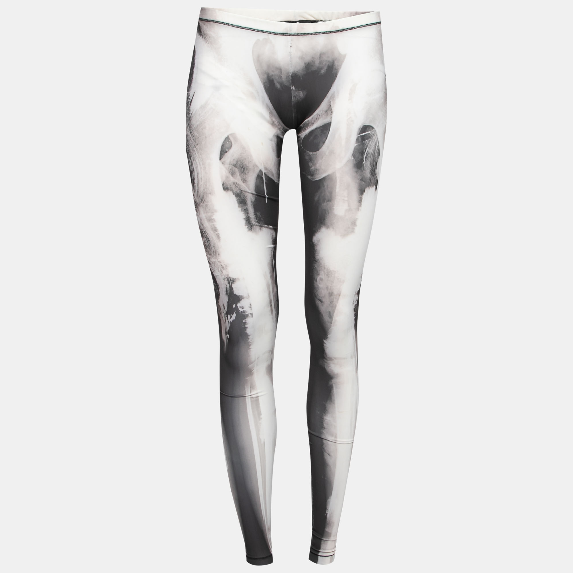 McQ By Alexander McQueen Black Abstract X-Ray Skeleton Print Knit Leggings S
