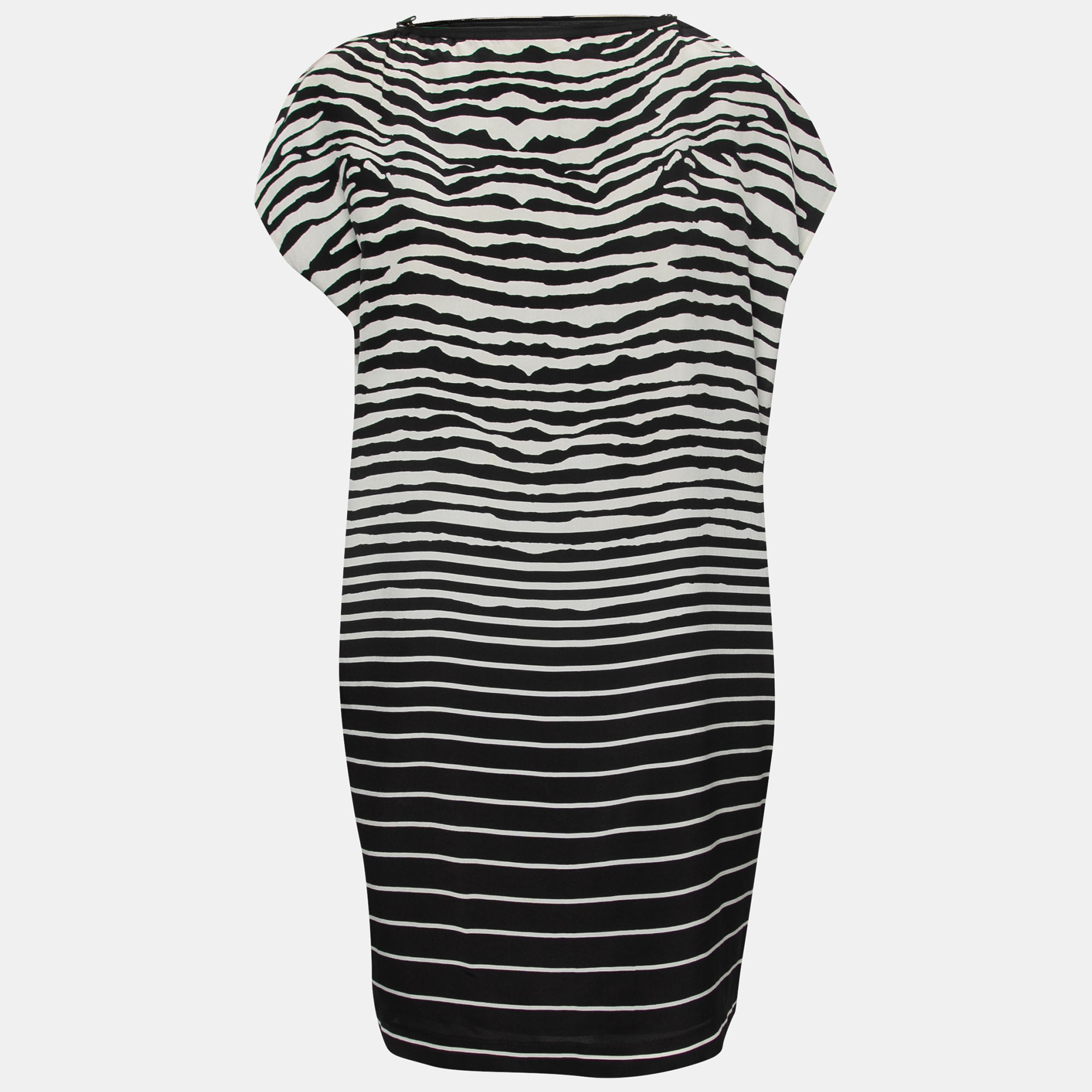 

McQ by Alexander McQueen Black Striped Zipper Detail Midi Dress