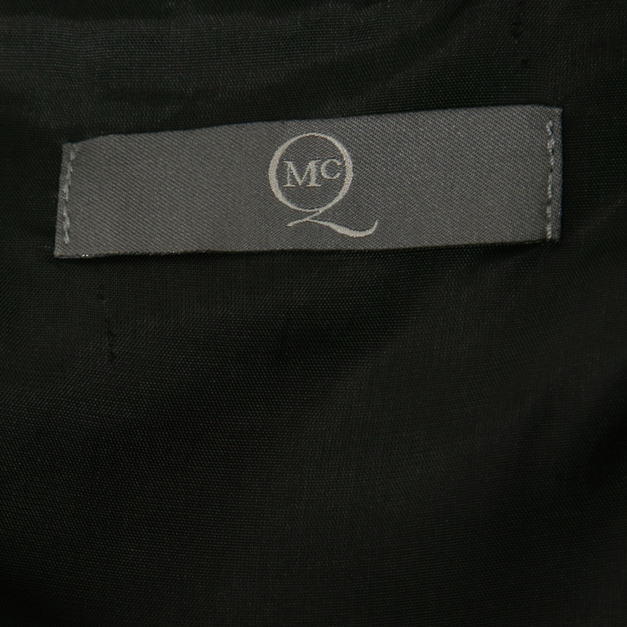 McQ By Alexander McQueen Black Striped Zipper Detail Midi Dress M