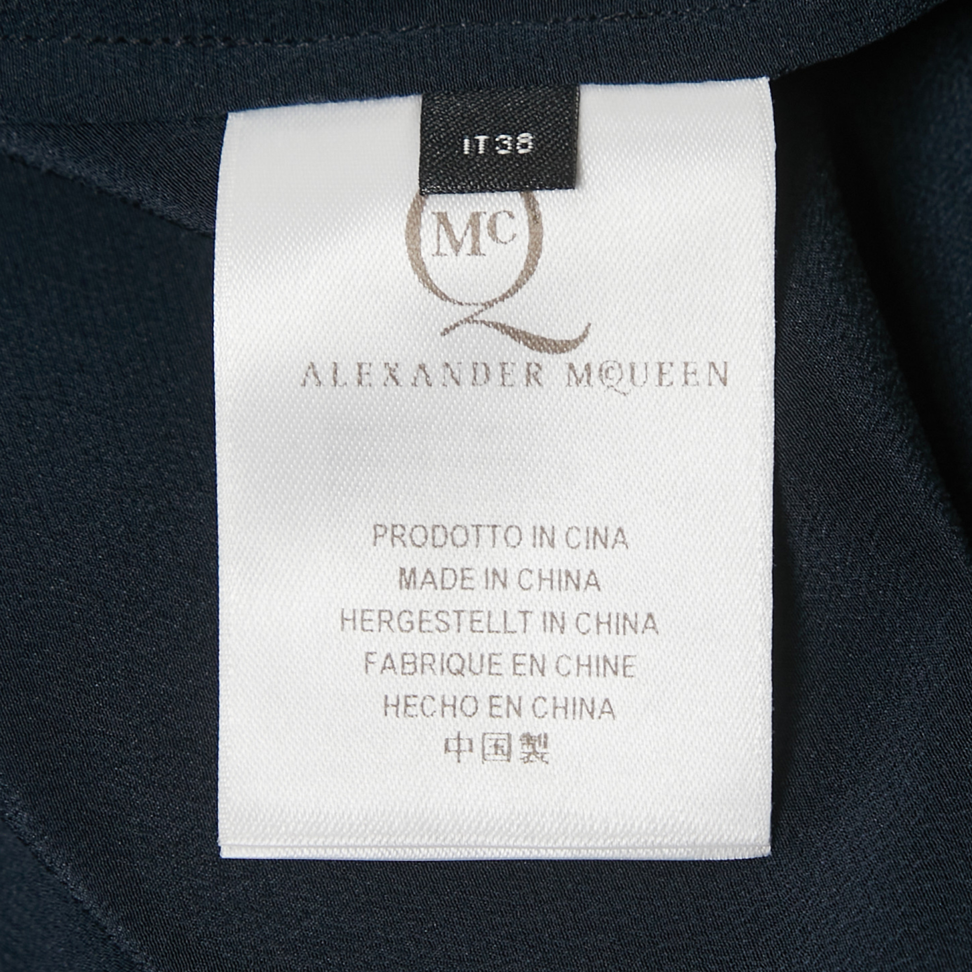 McQ By Alexander McQueen Navy Blue Zipper Detail Sleeve Oversized Blouse S
