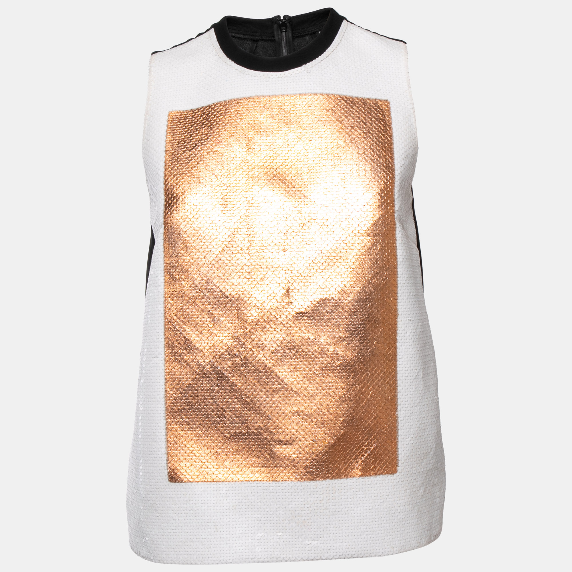 McQ By Alexander McQueen White Sequined Sleeveless Top S