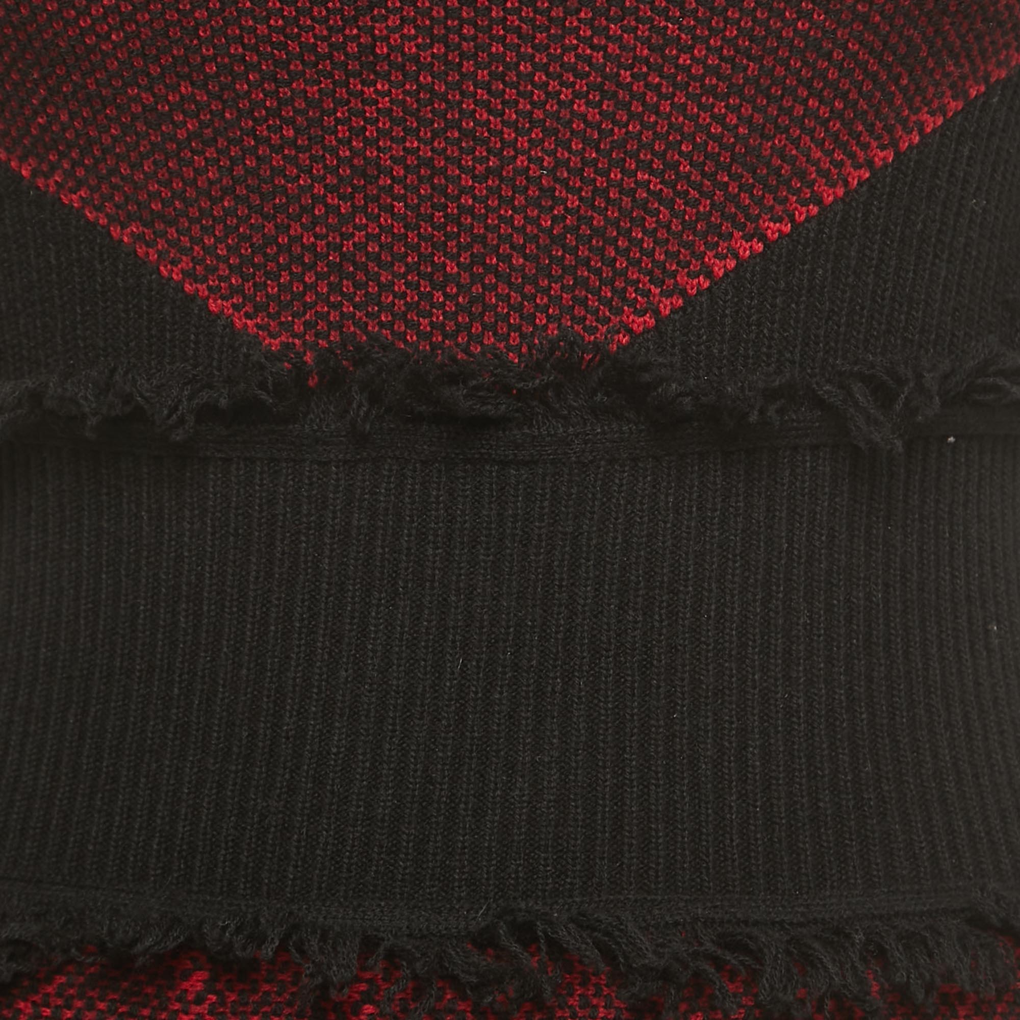 McQ By Alexander McQueen Red/Black Wool Fringed Mini Dress M
