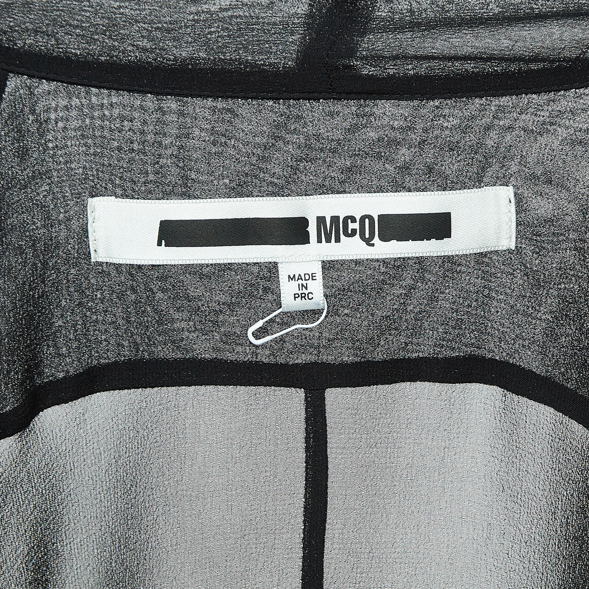 McQ By Alexander McQueen Black Chiffon Tie Neck Mini Dress S